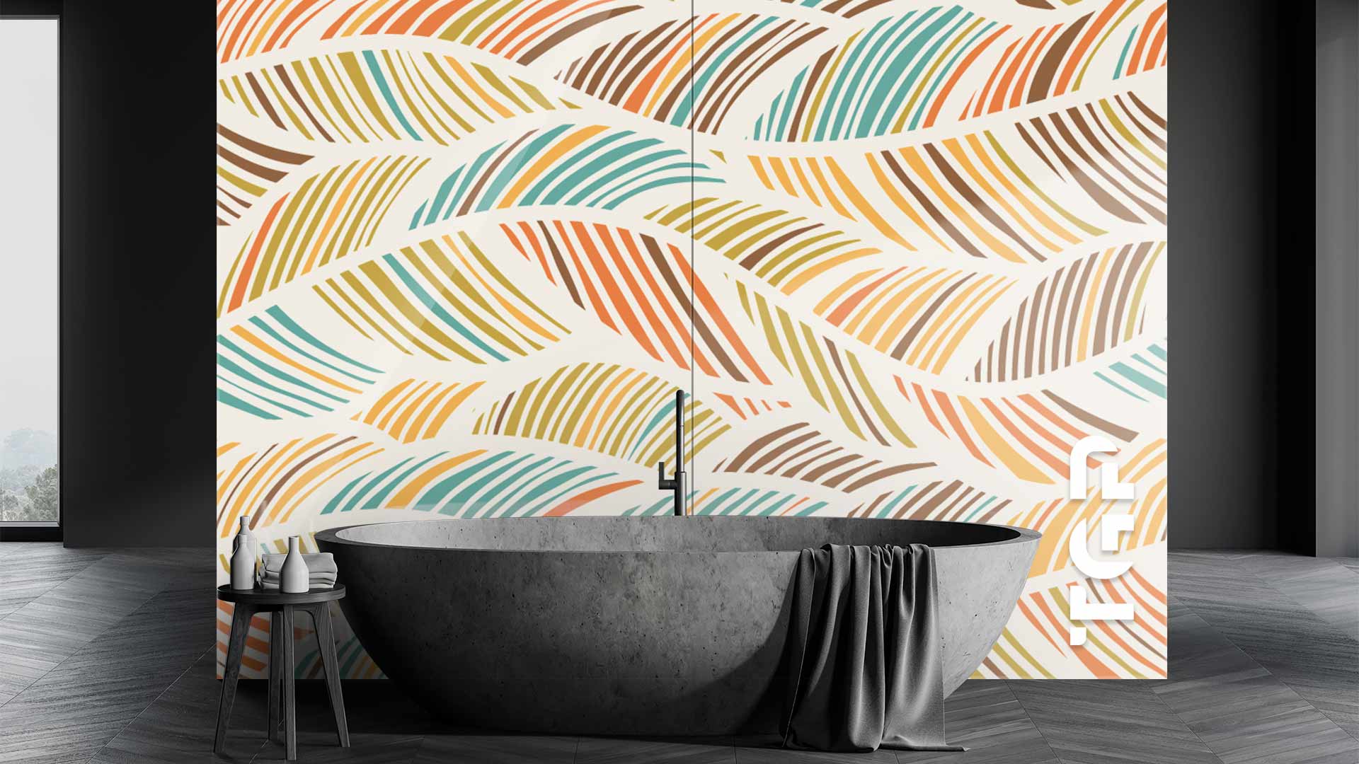 LEF001 Printed glass shower splashback