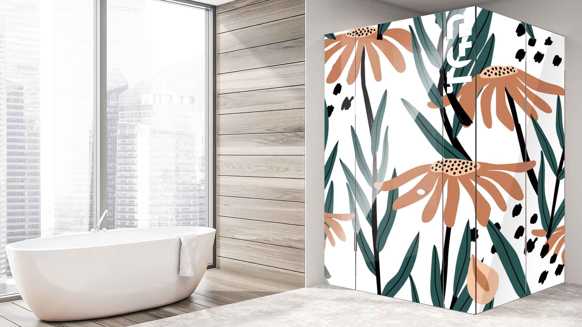 LEF002 printed glass shower enclosure