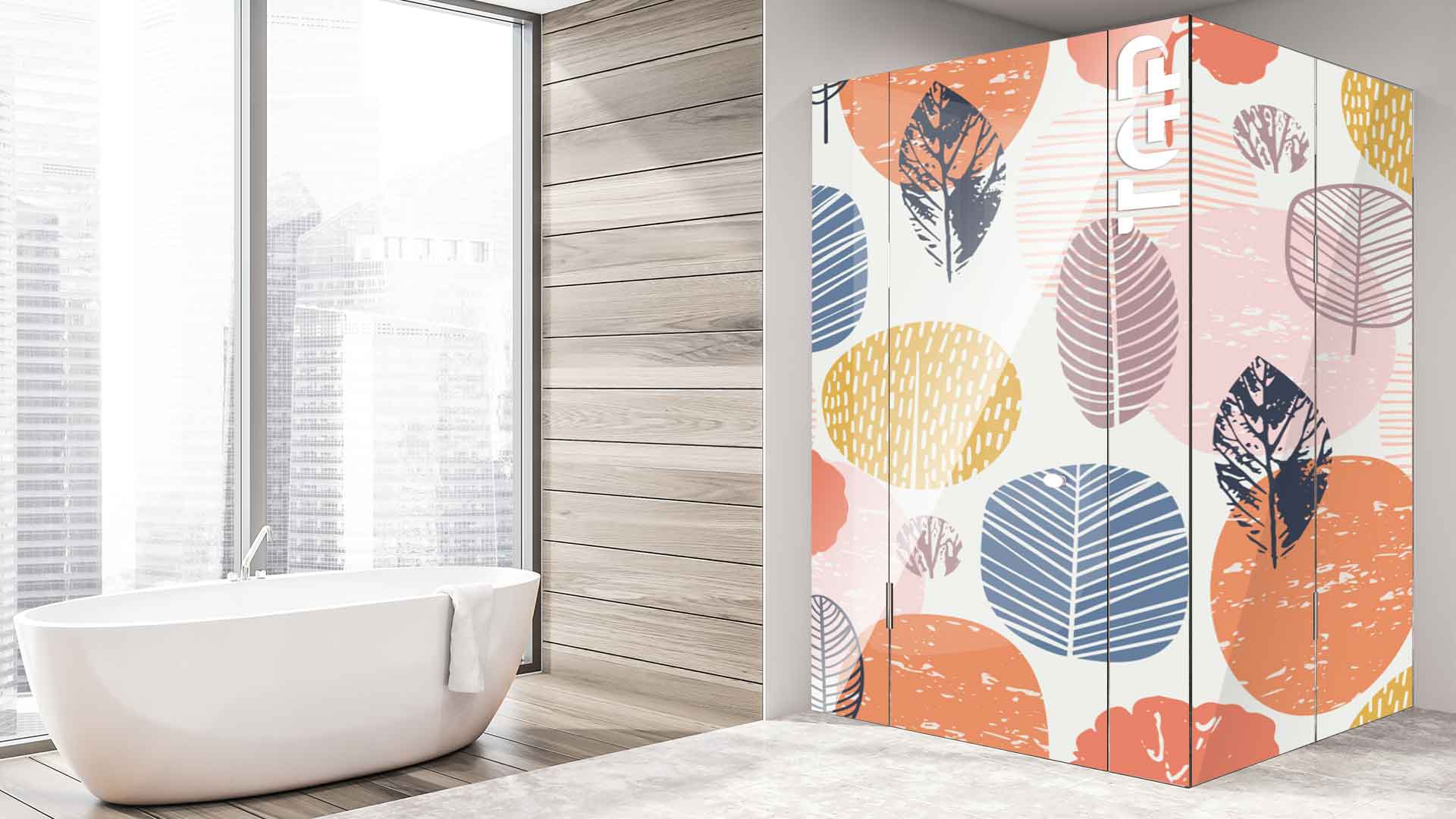 LEF003 printed glass shower enclosure