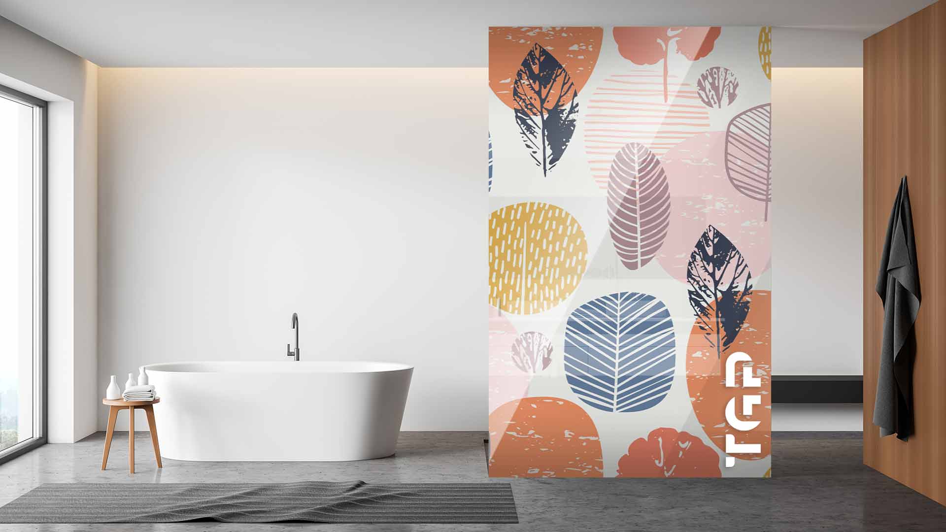 LEF003 Printed glass shower screen