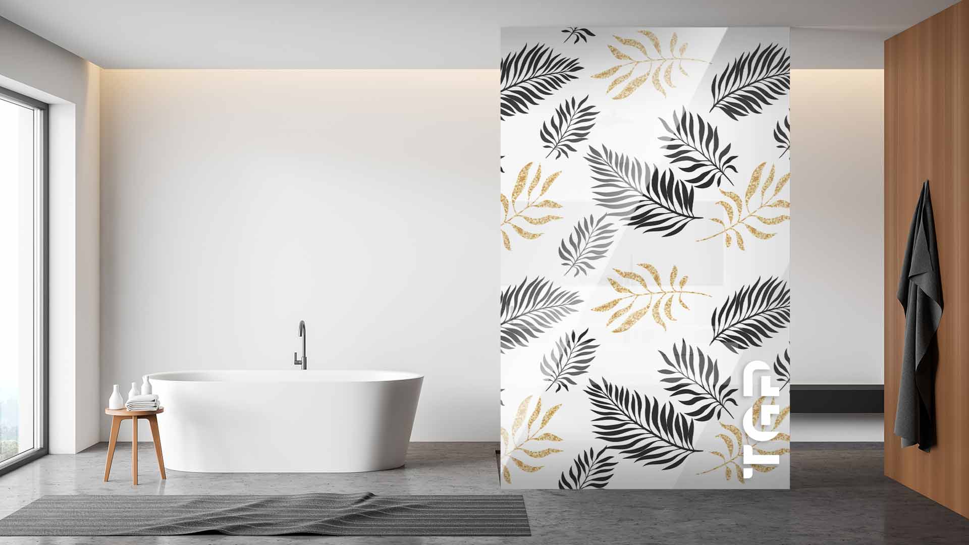 LEF004 Printed glass shower screen