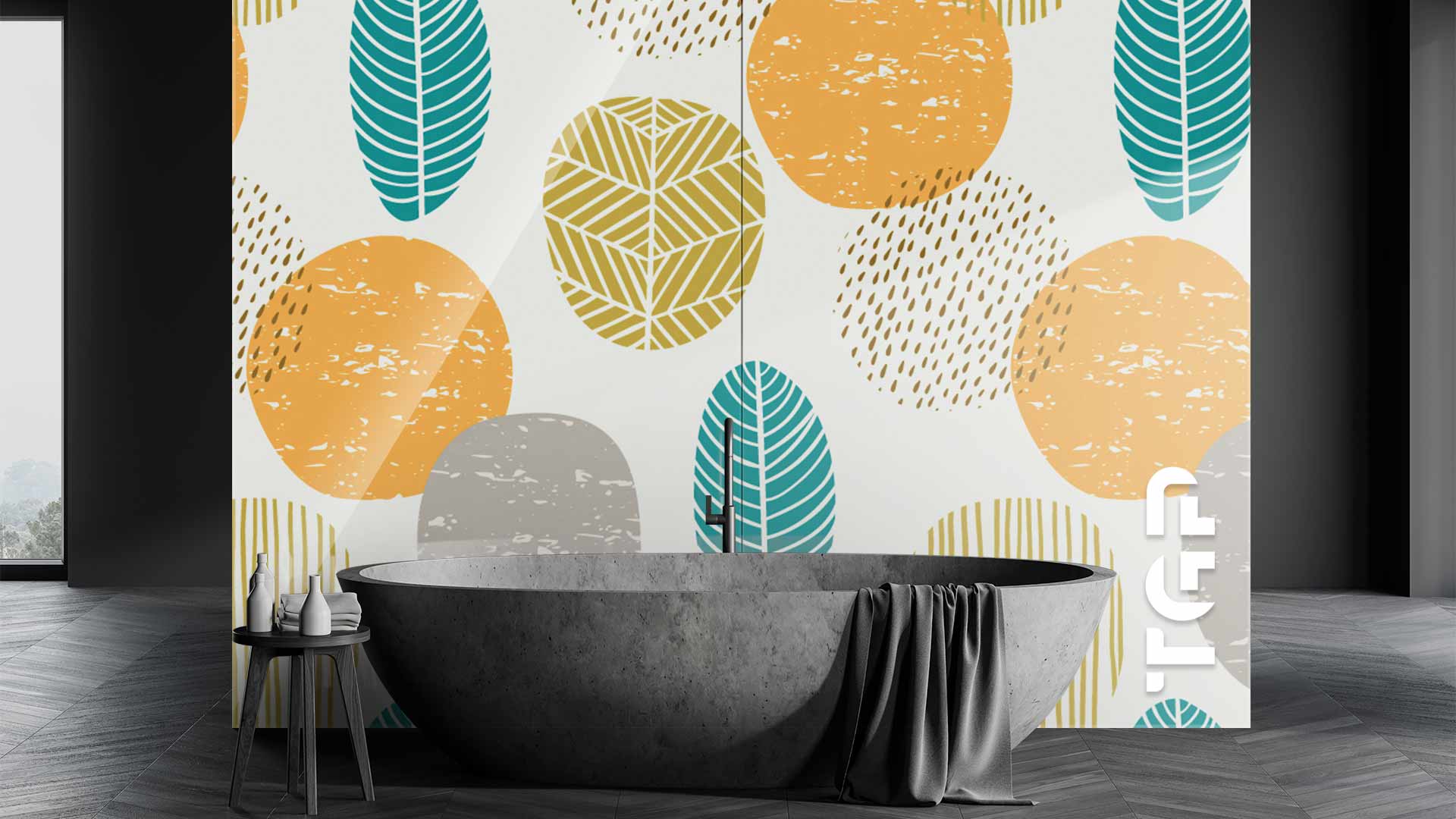 LEF005 Printed glass shower splashback