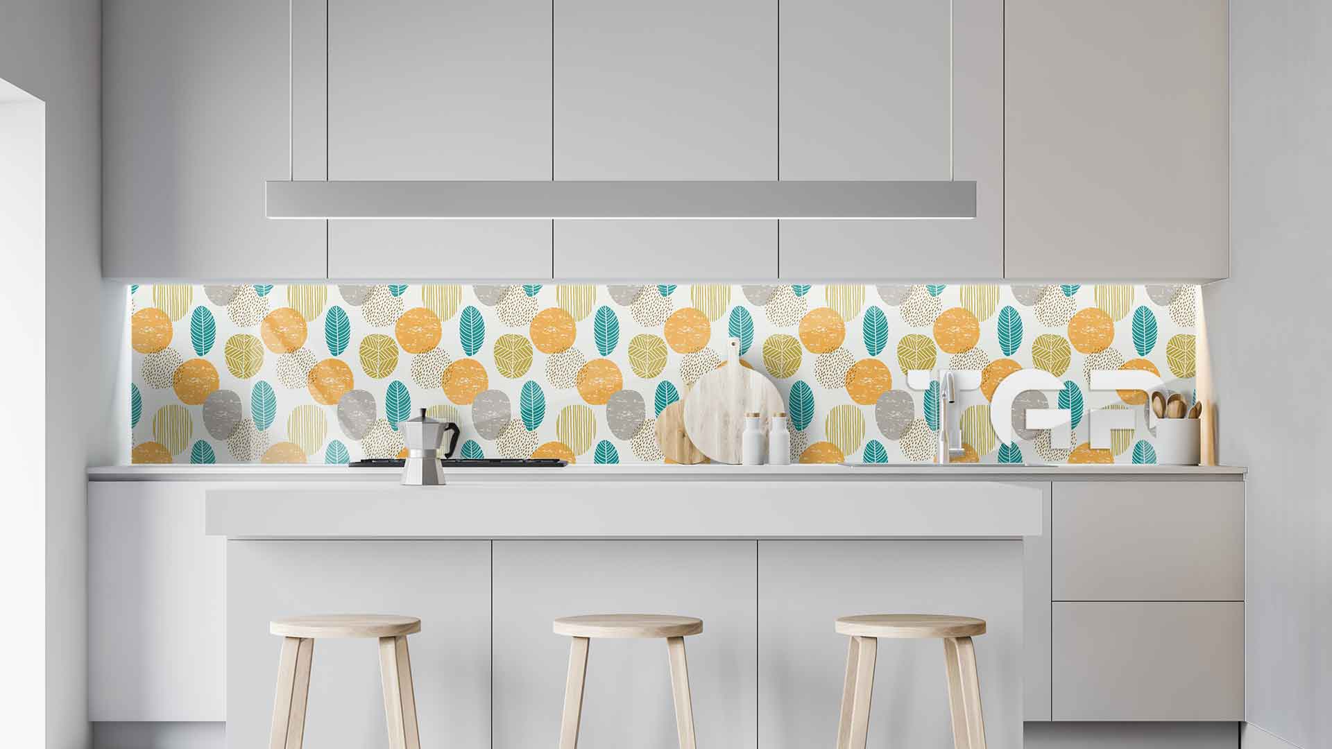 LEF005 kitchen printed glass countertop