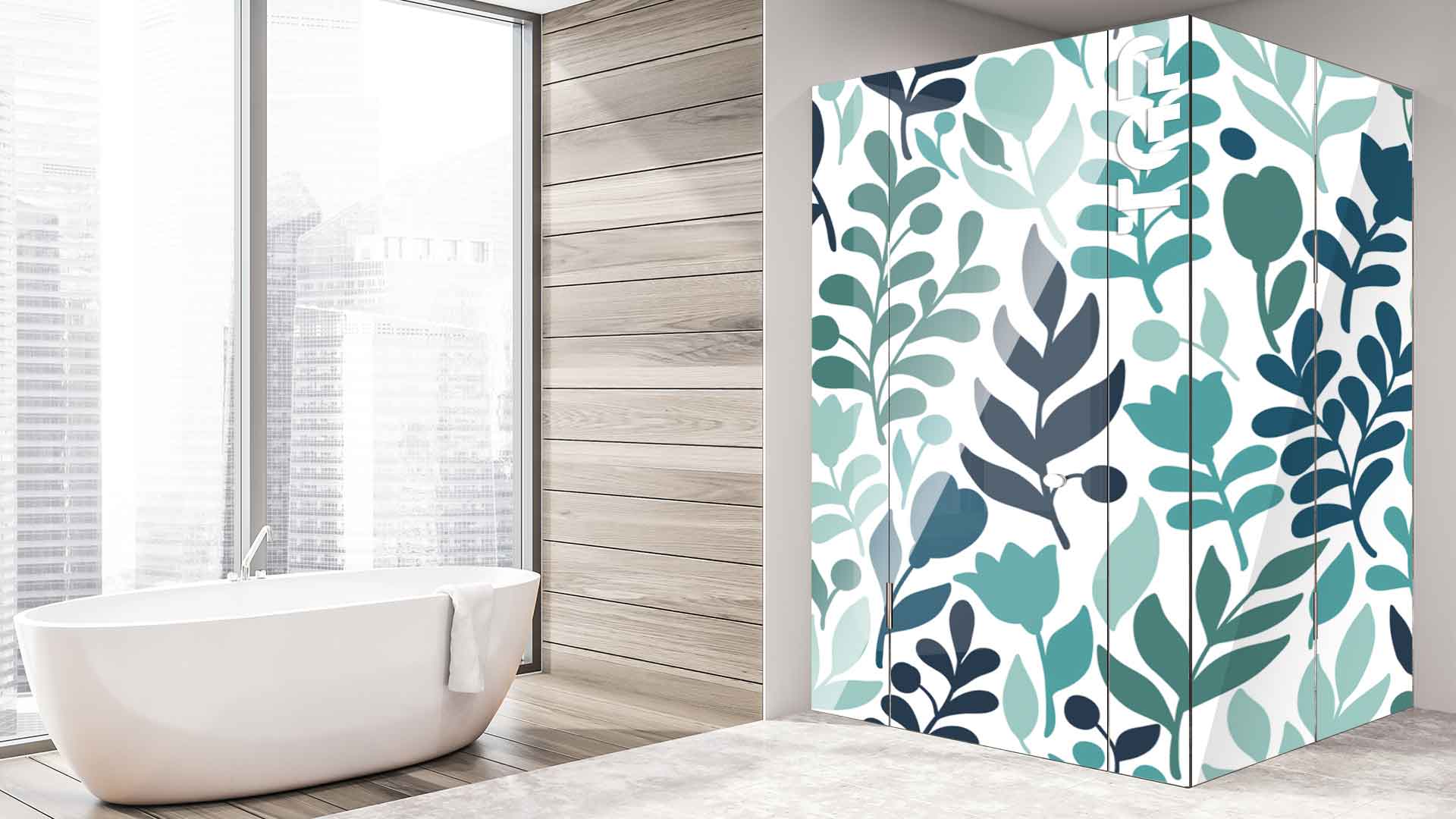 LEF006 printed glass shower enclosure