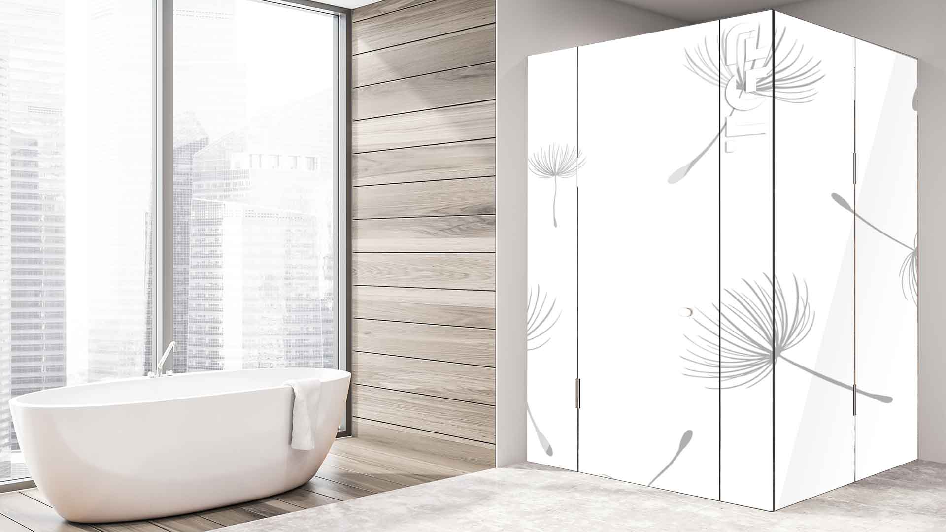 LEF007 printed glass shower enclosure