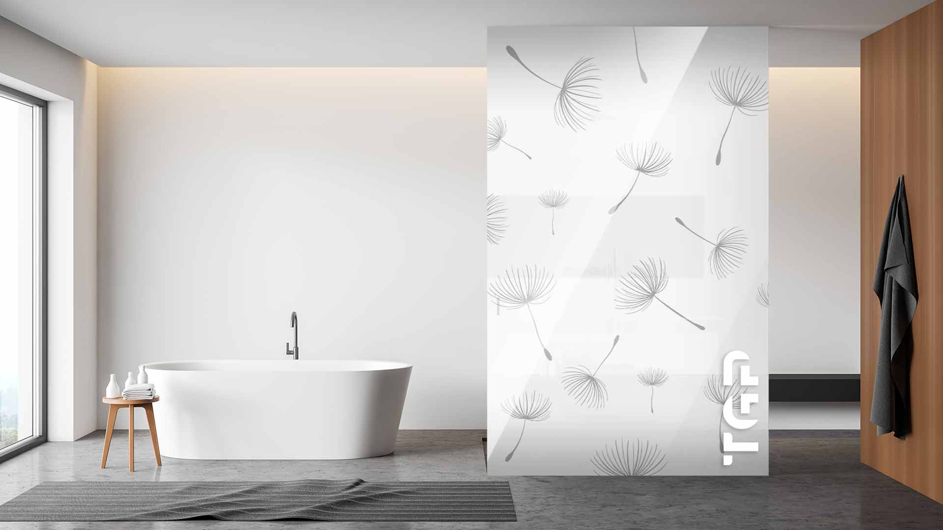 LEF007 Printed glass shower screen