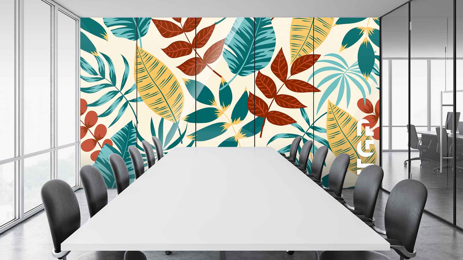 LEF008 Office printed glass wall cladding