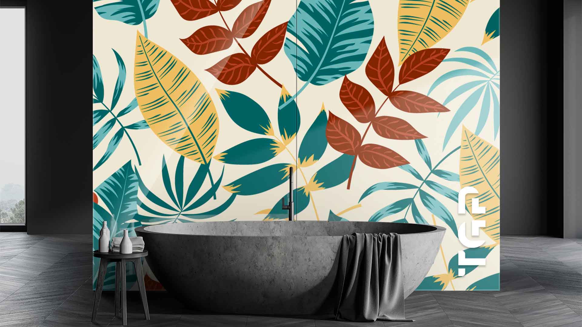 LEF008 Printed glass shower splashback