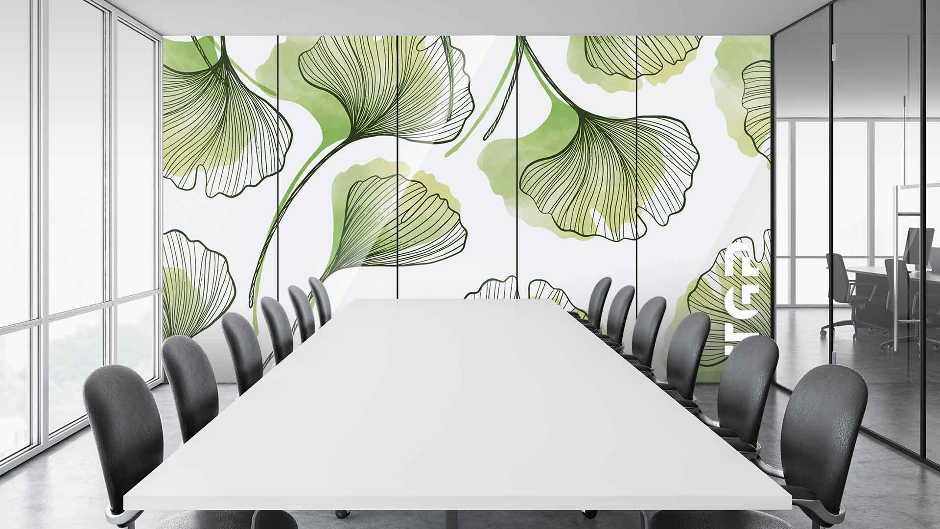 LEF009 Office printed glass wall cladding