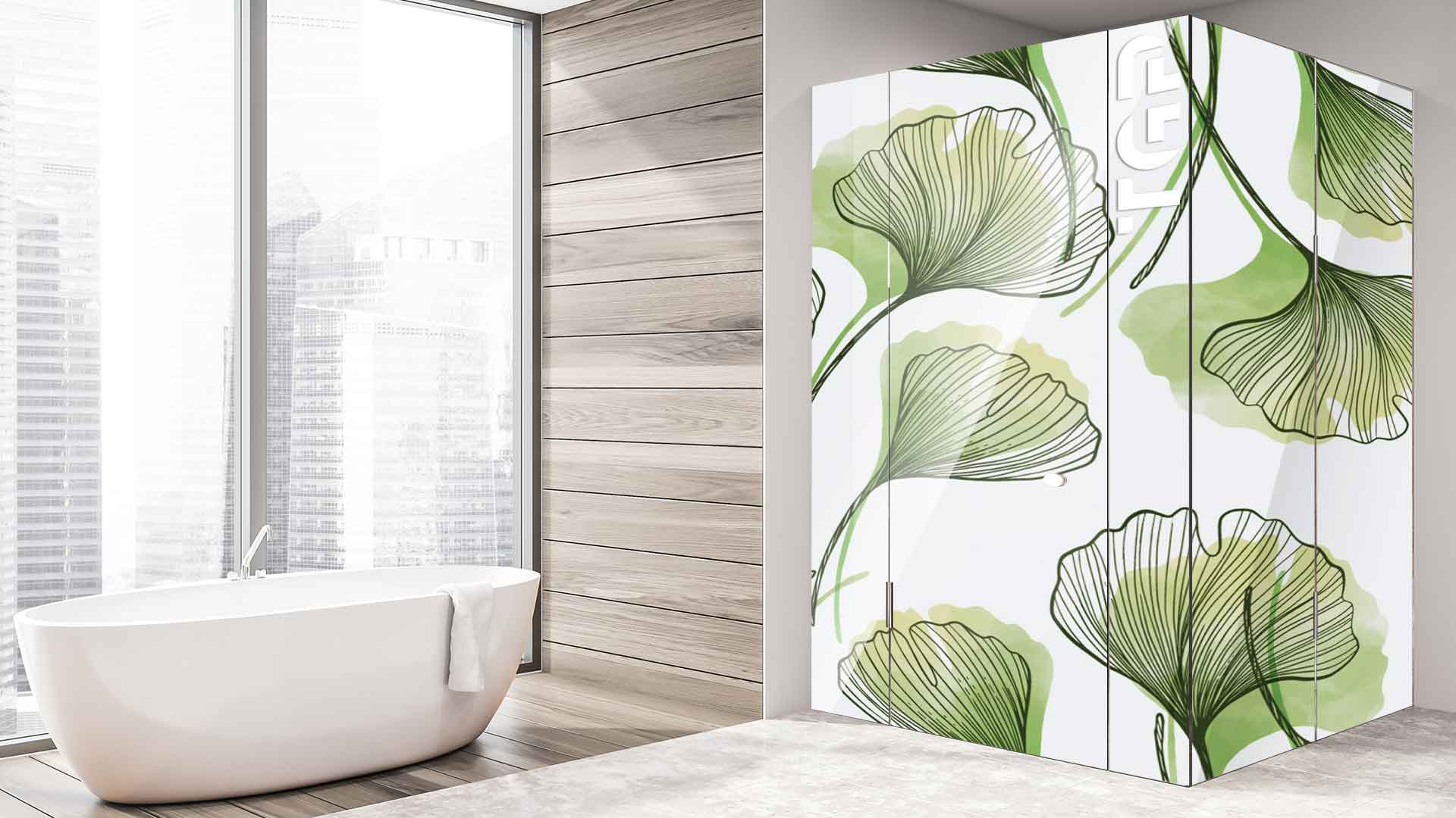 LEF009 printed glass shower enclosure