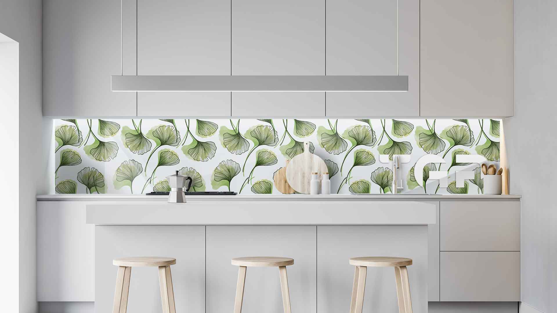 LEF009 kitchen printed glass countertop