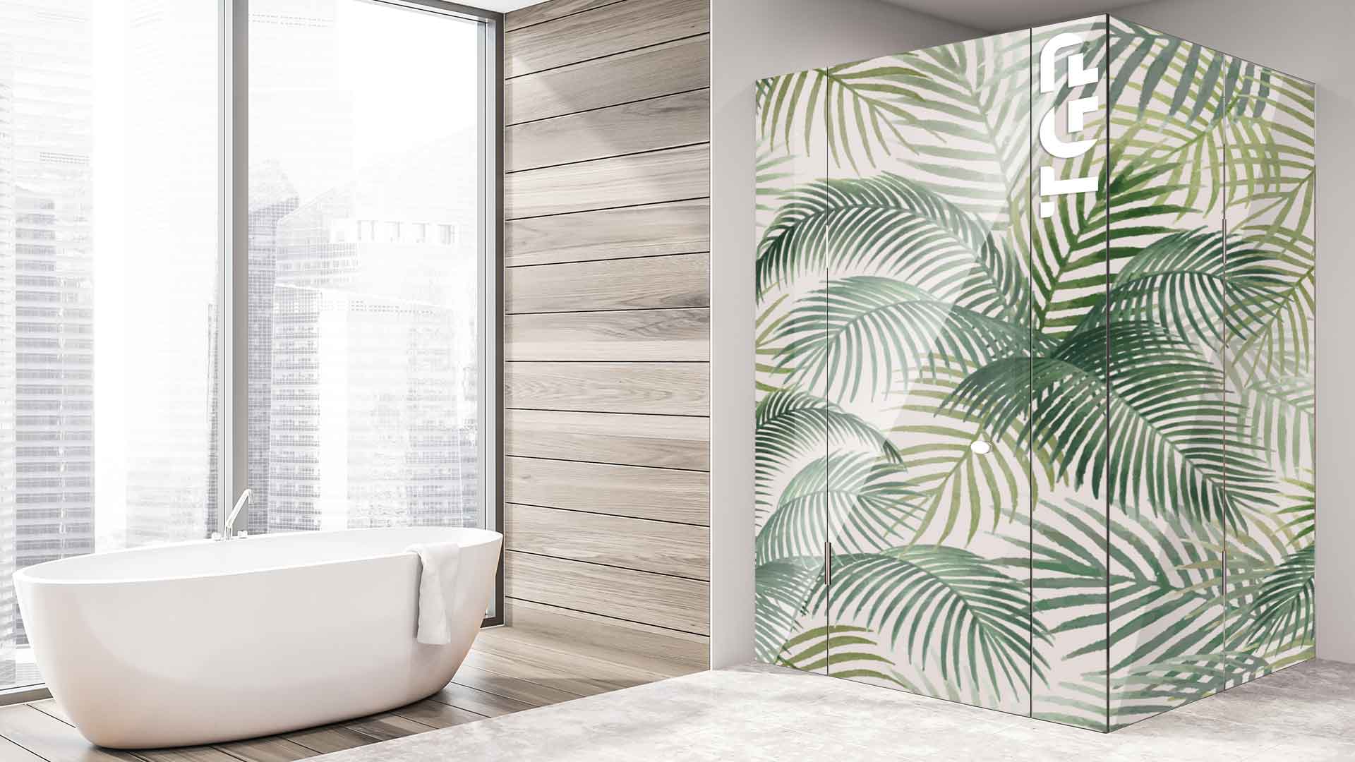 LEF010 printed glass shower enclosure