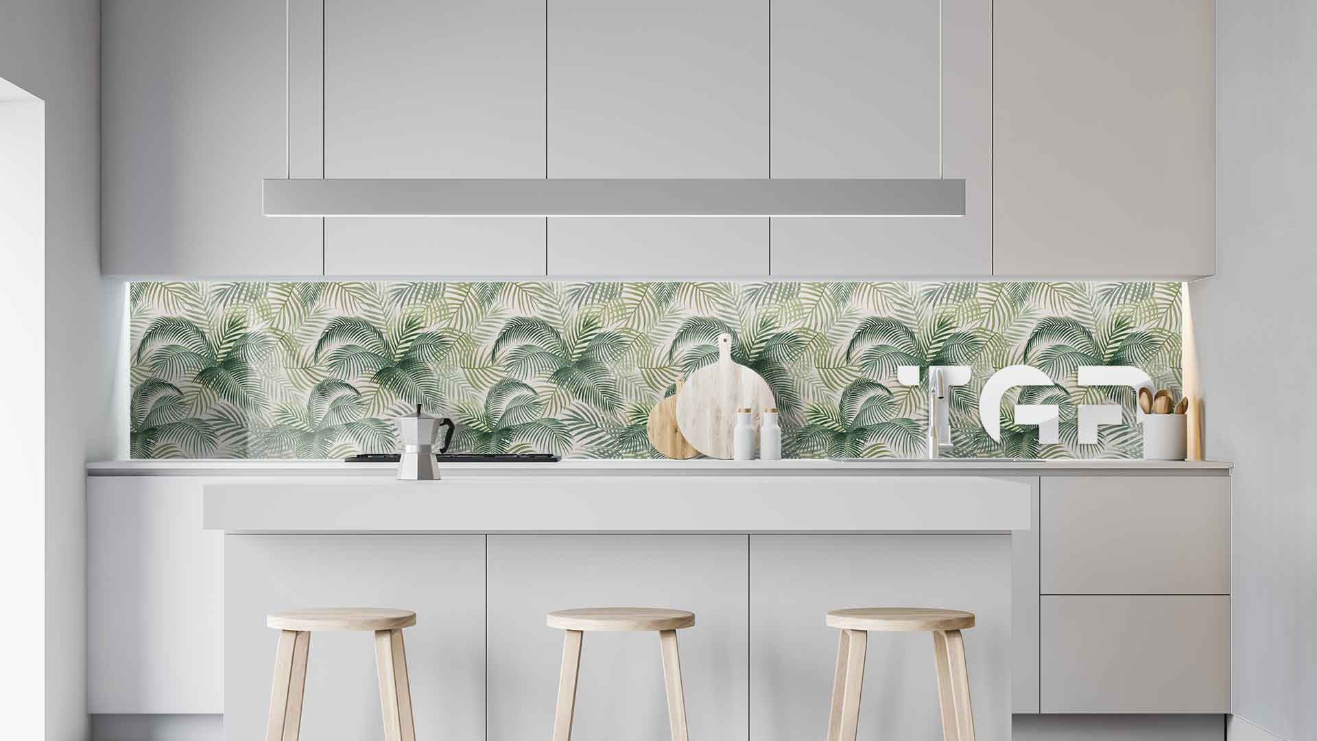 LEF010 kitchen printed glass countertop
