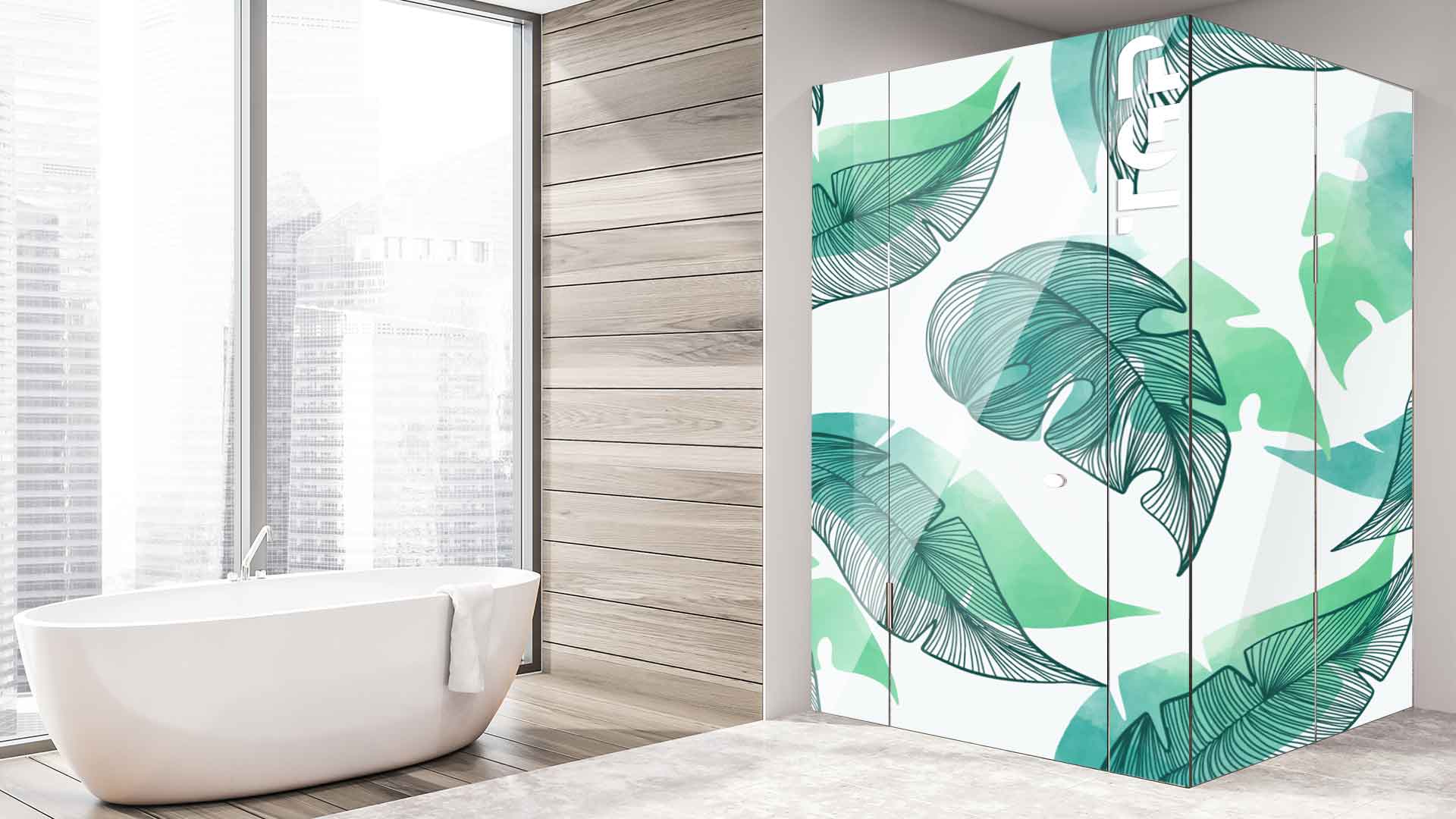 LEF011 printed glass shower enclosure