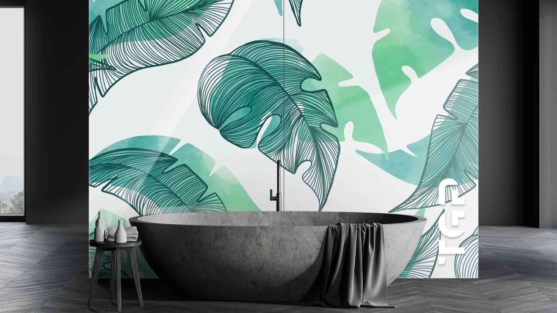 LEF011 Printed glass shower splashback
