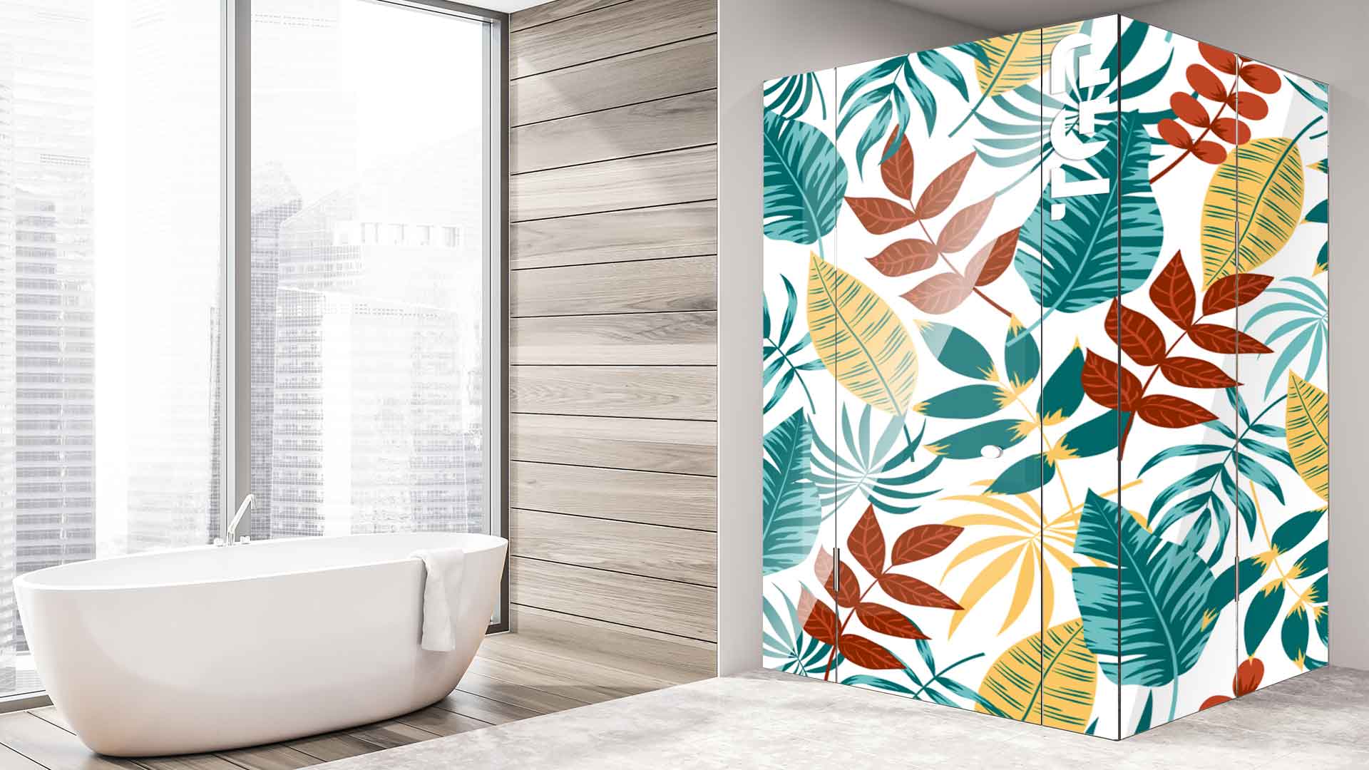 LEF012 printed glass shower enclosure