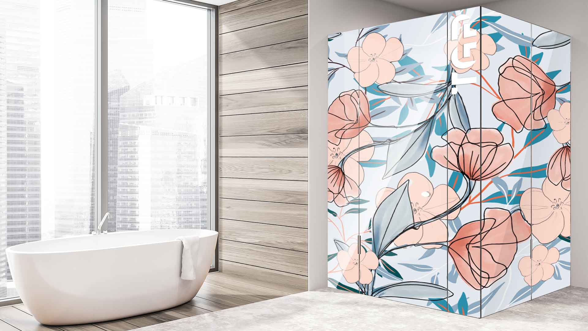 LEF013 printed glass shower enclosure