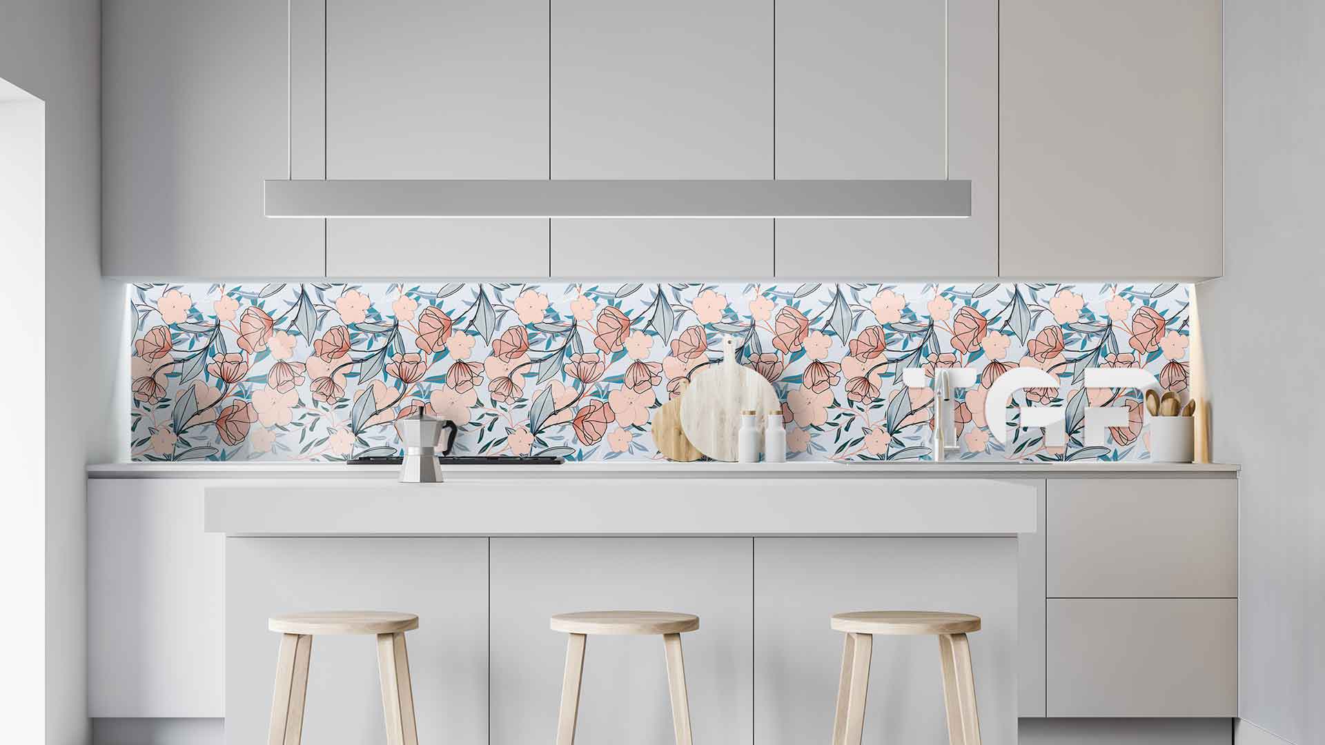 LEF013 kitchen printed glass countertop
