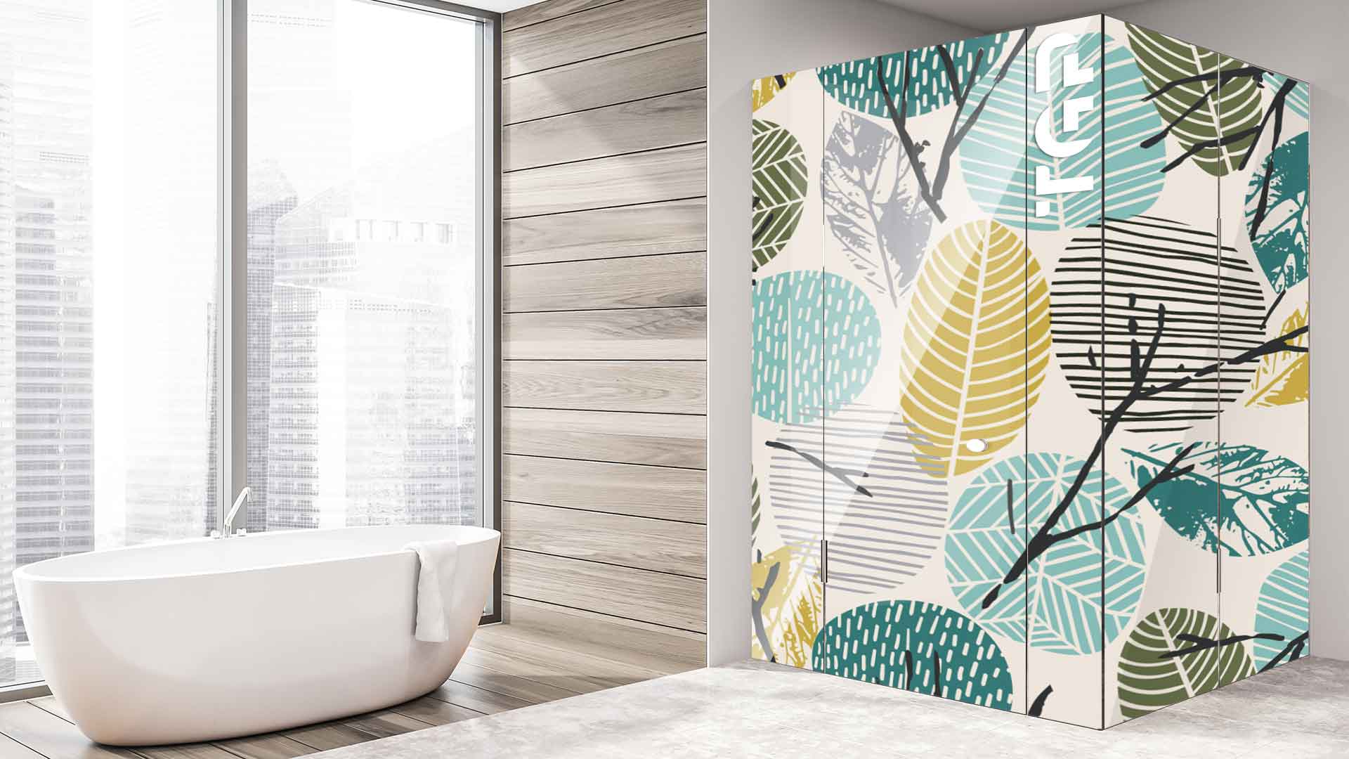 LEF014 printed glass shower enclosure