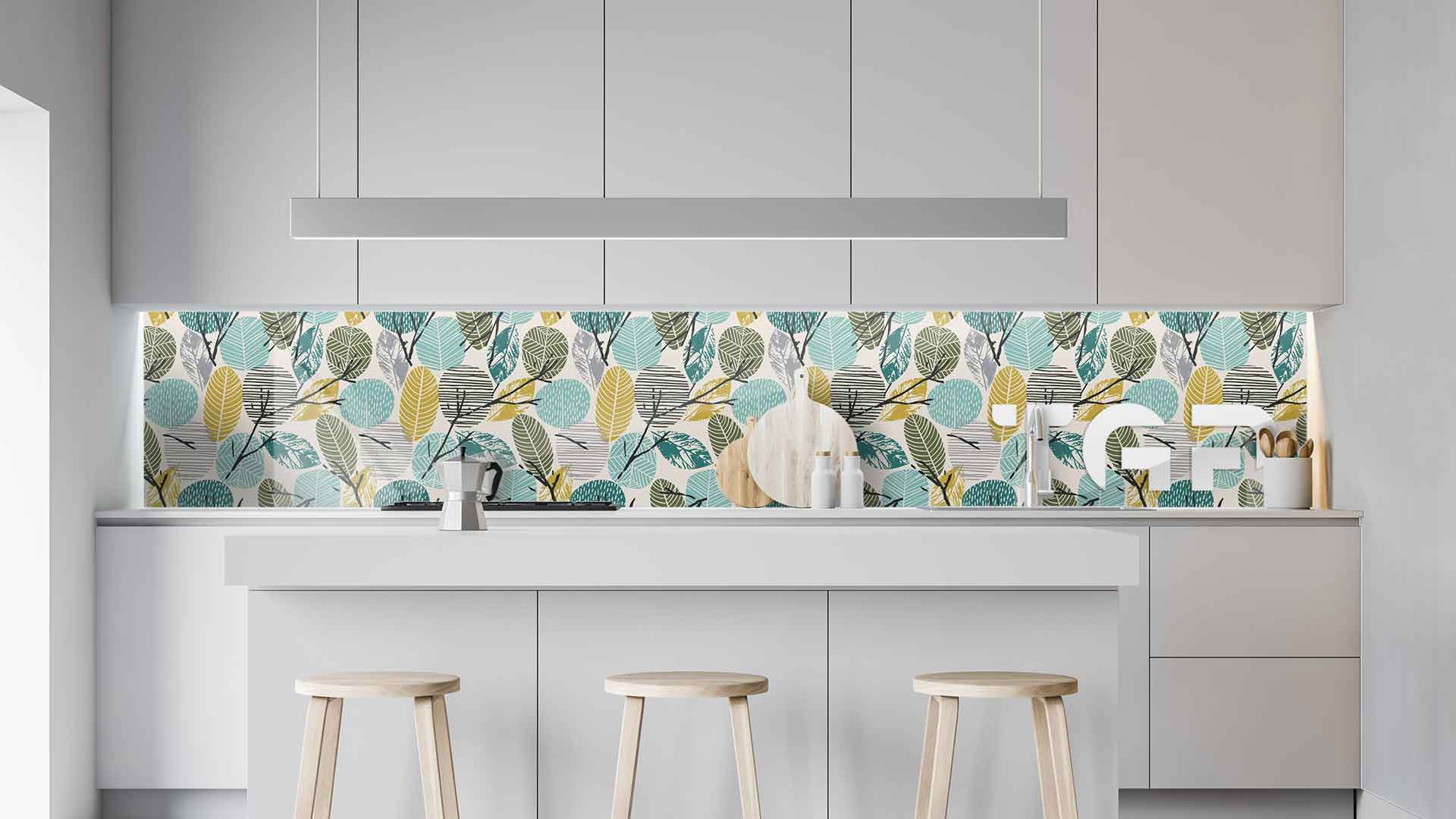 LEF014 kitchen printed glass countertop