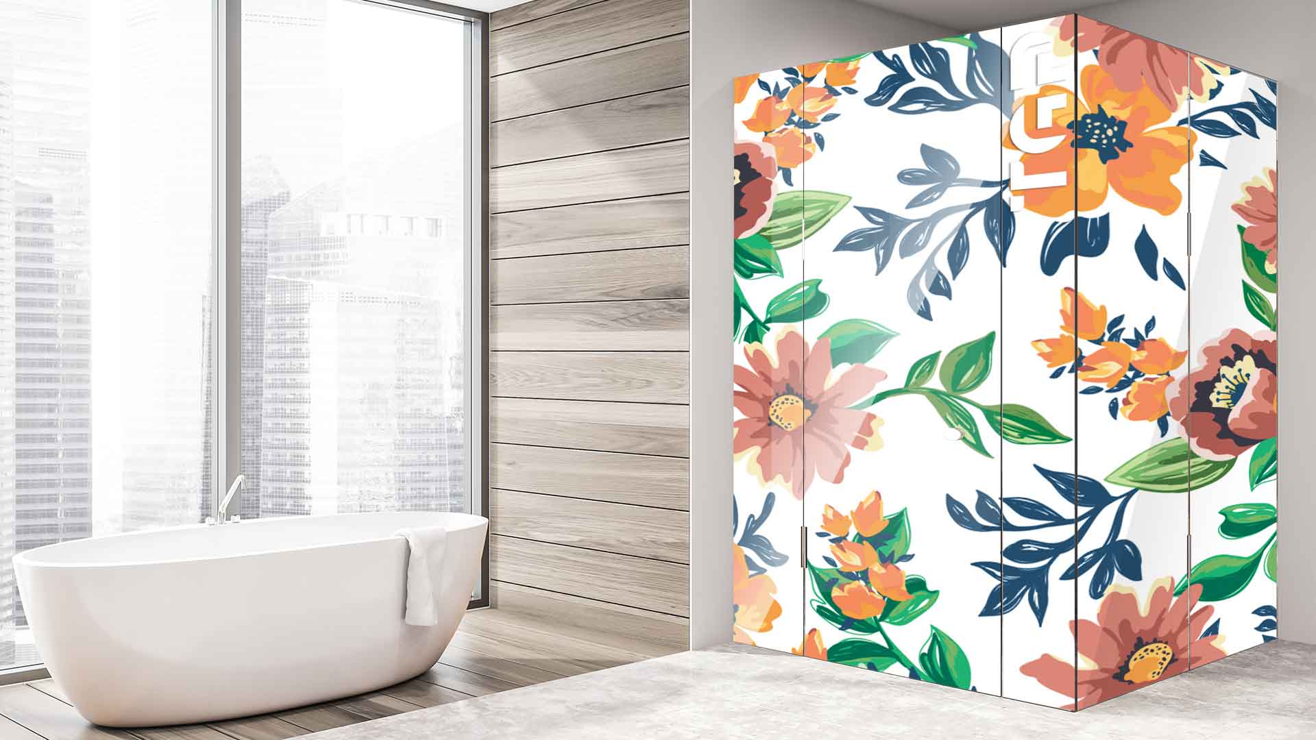 LEF015 printed glass shower enclosure