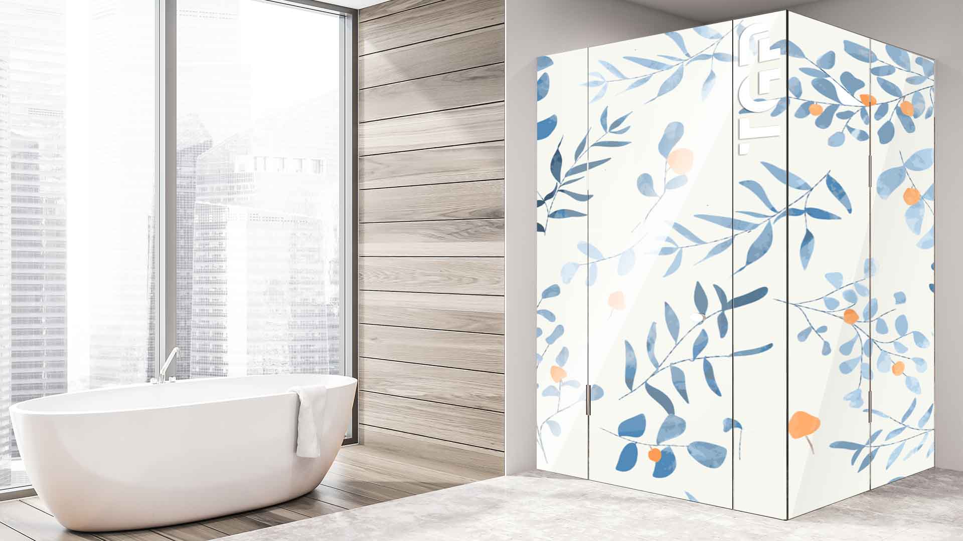 LEF016 printed glass shower enclosure