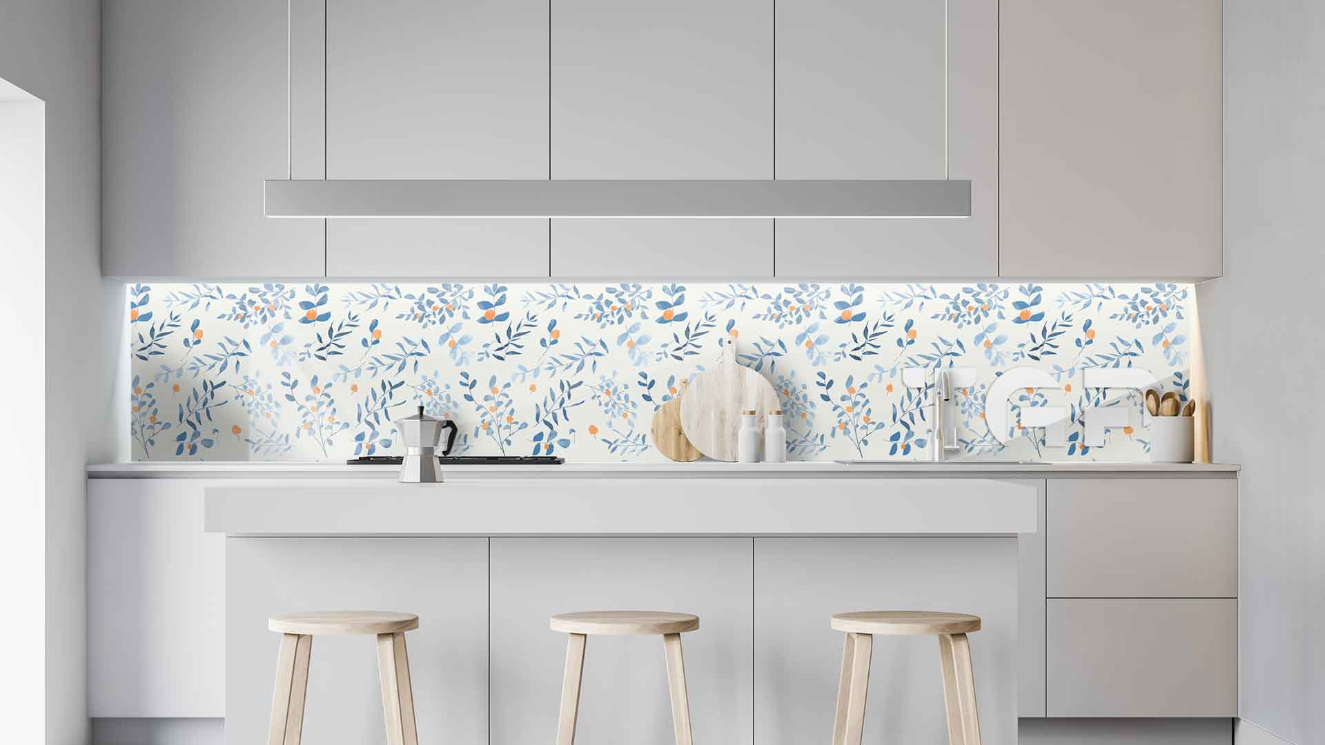 LEF016 kitchen printed glass countertop