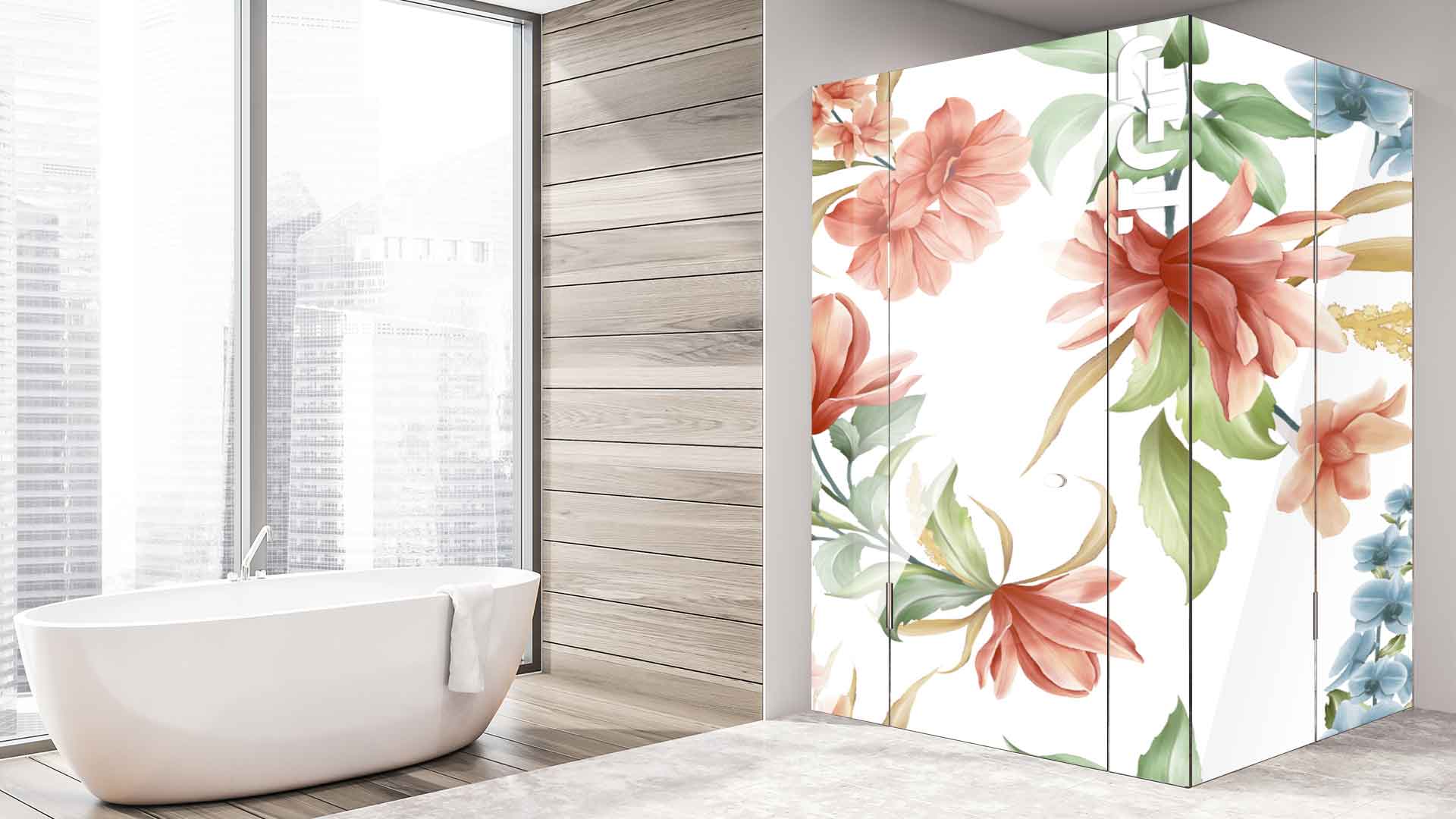 LEF017 printed glass shower enclosure