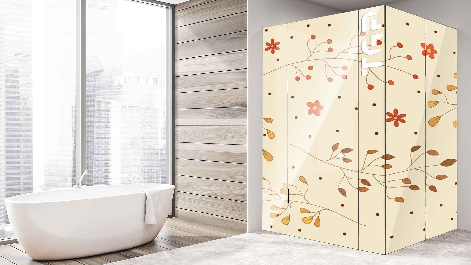 LEF018 printed glass shower enclosure