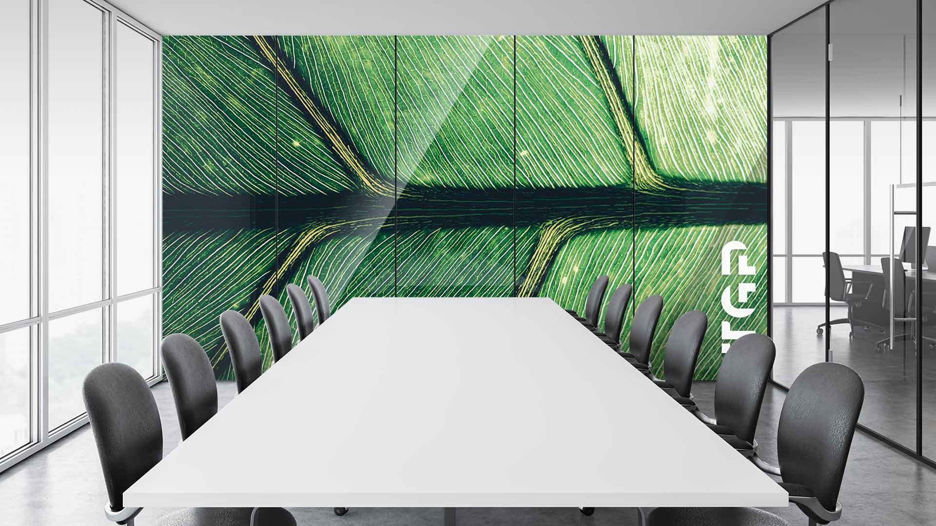 MCR001 Office printed glass wall cladding