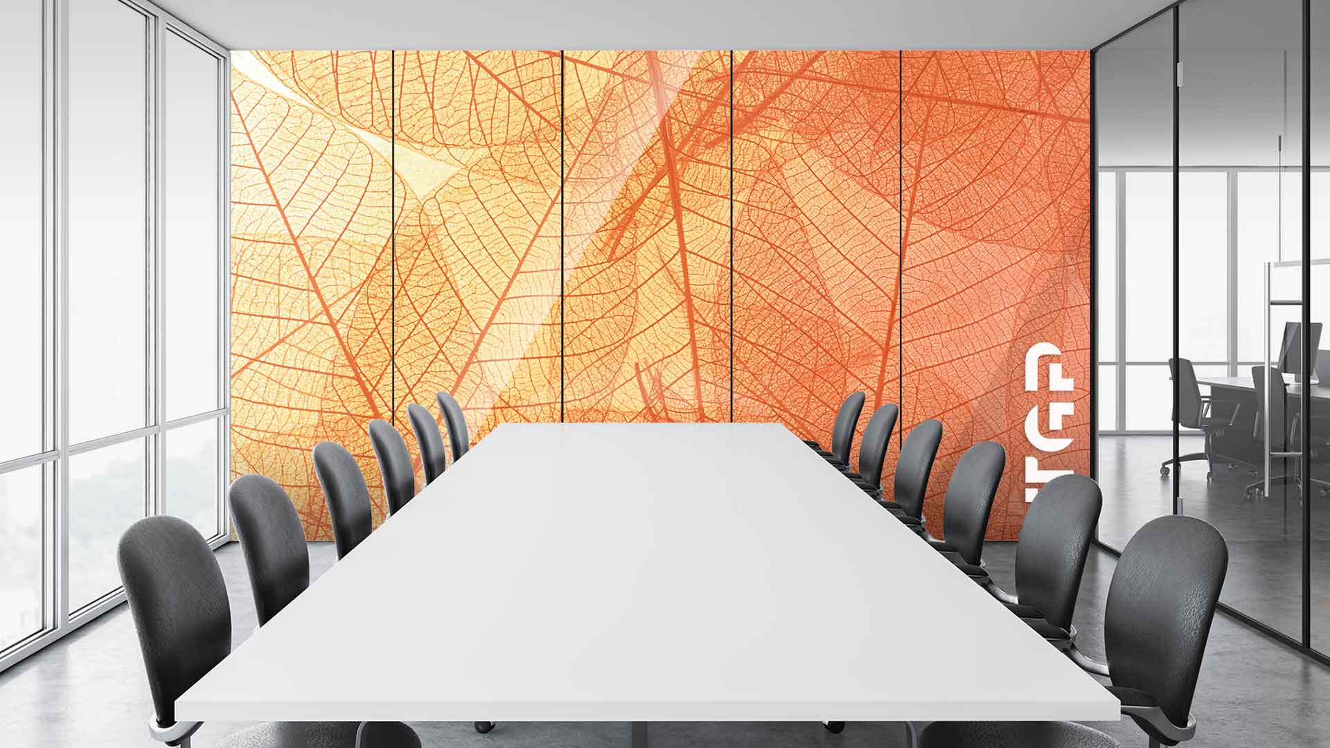 MCR002 Office printed glass wall cladding