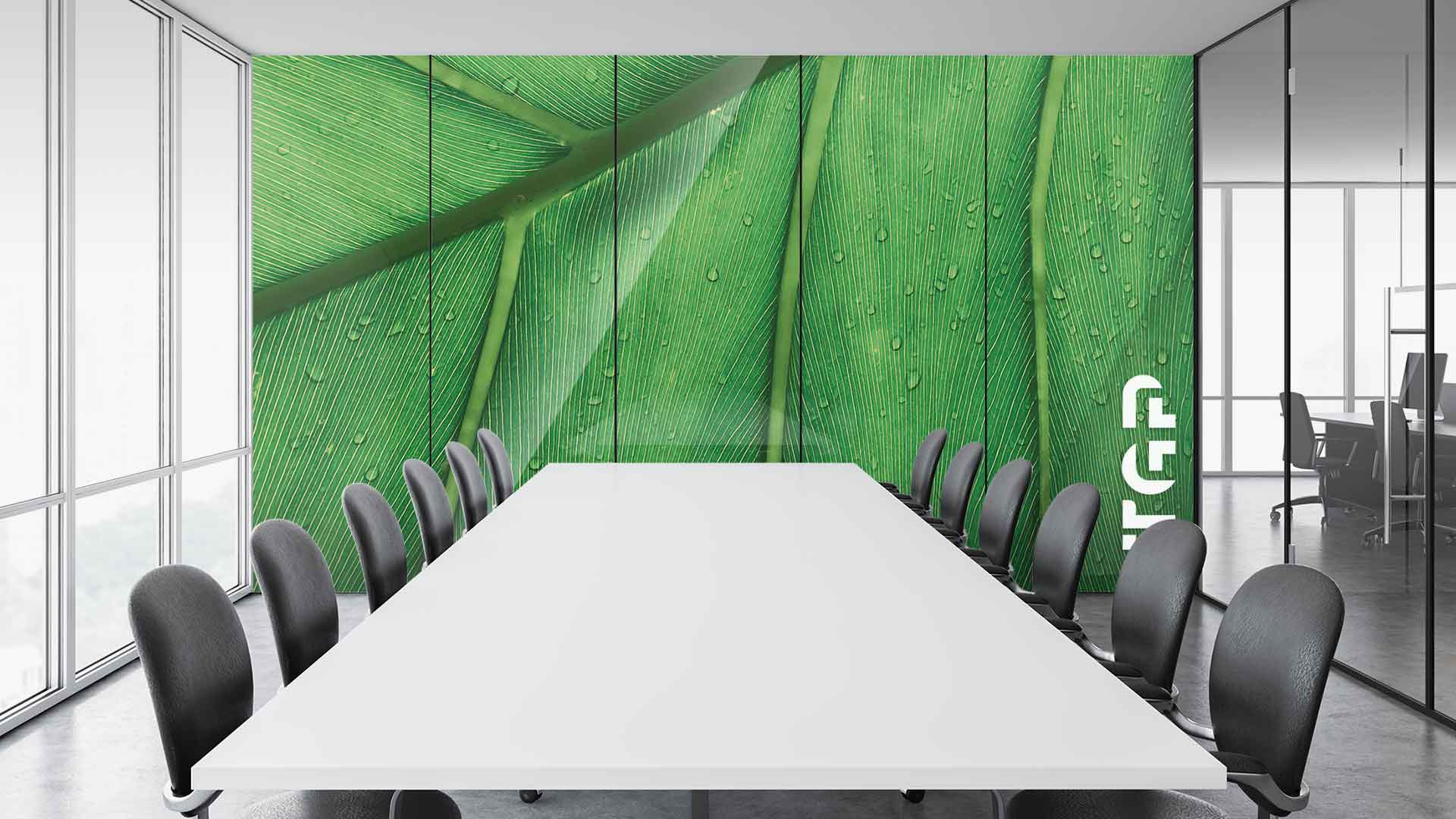 MCR003 Office printed glass wall cladding