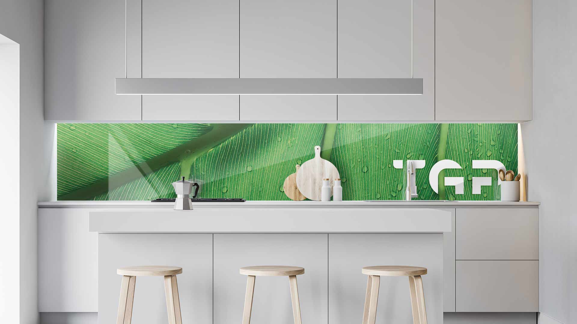 MCR003 kitchen printed glass countertop