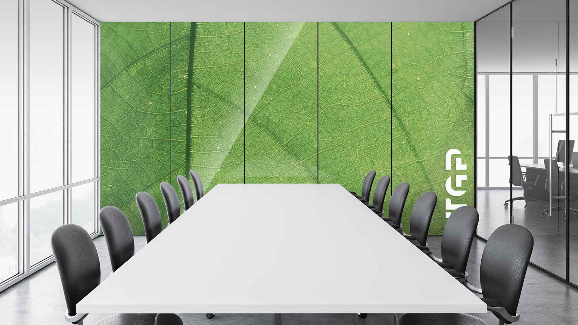 MCR004 Office printed glass wall cladding