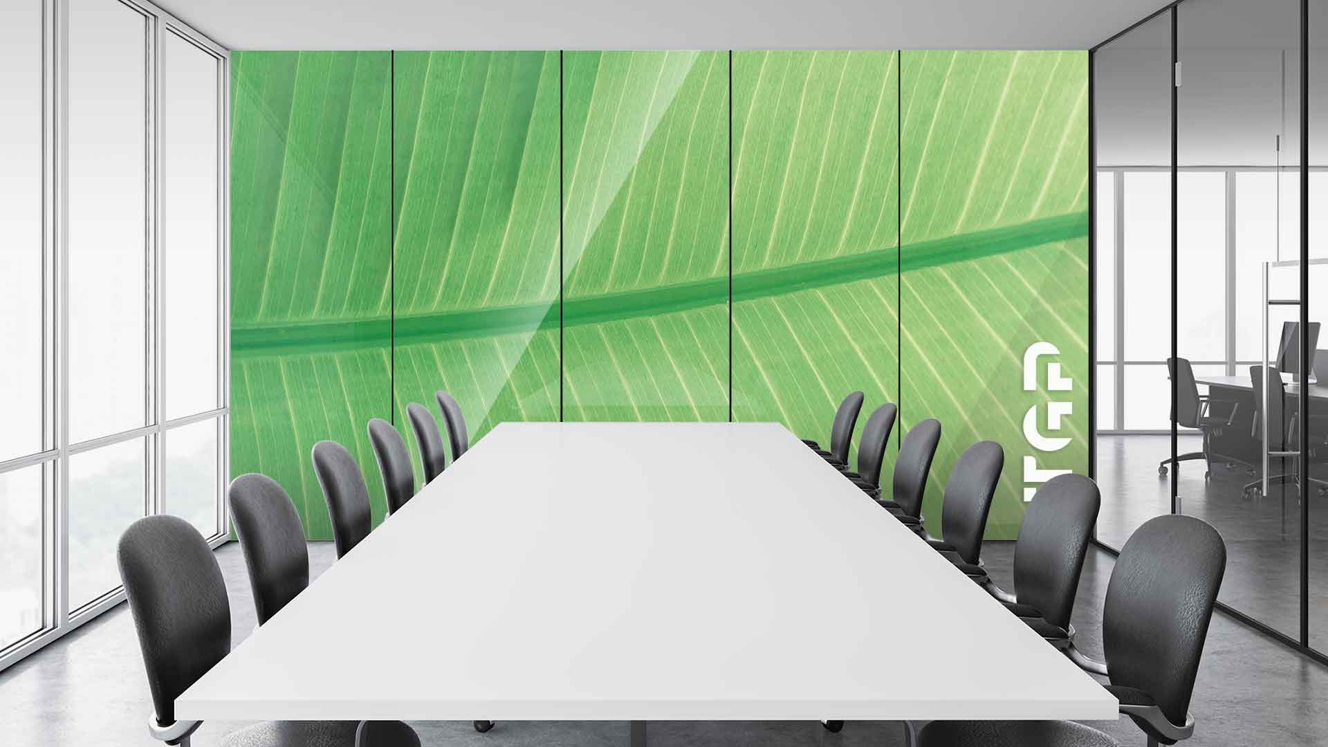 MCR005 Office printed glass wall cladding
