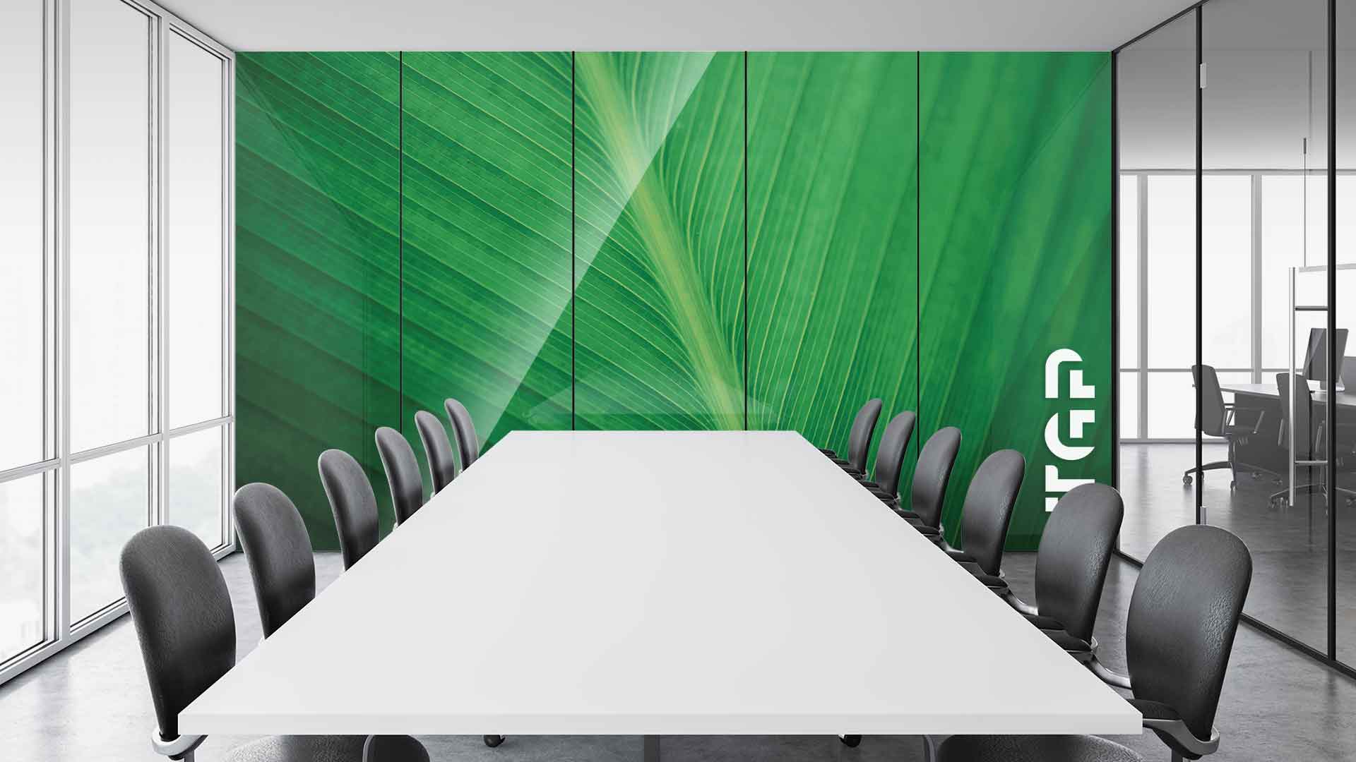 MCR008 Office printed glass wall cladding