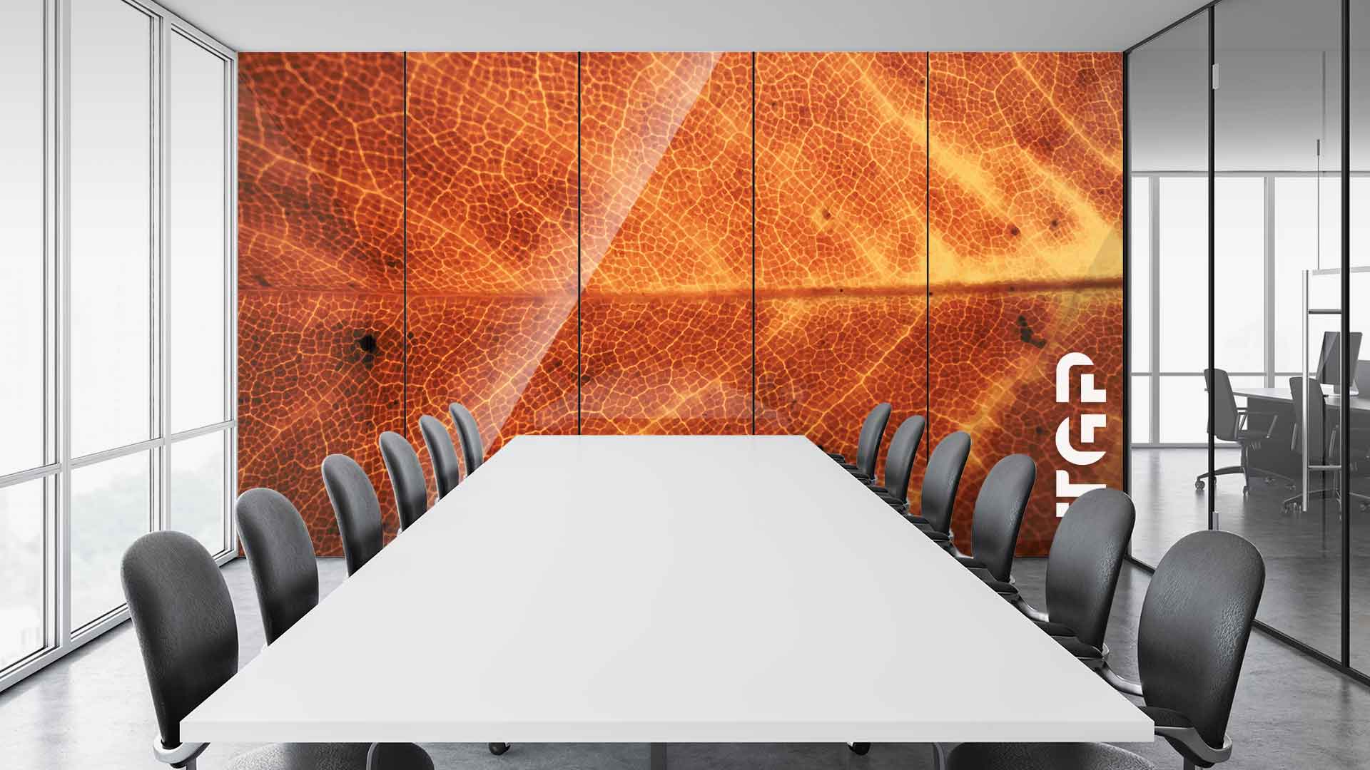 MCR009 Office printed glass wall cladding