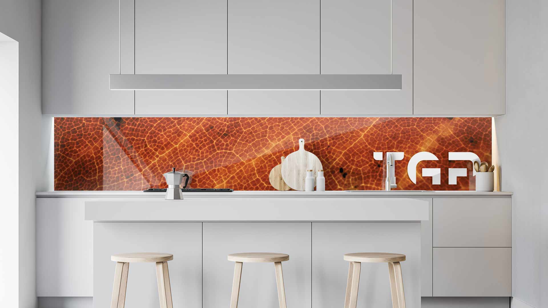 MCR009 kitchen printed glass countertop