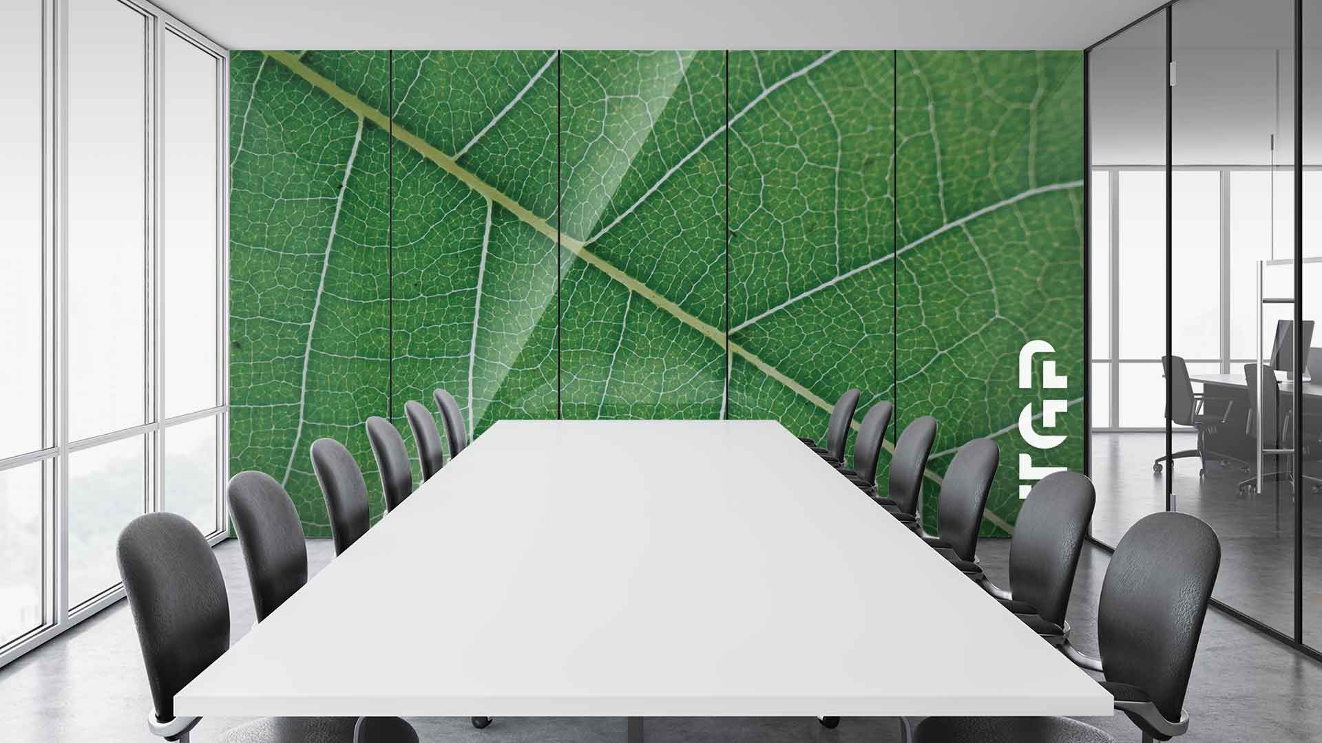 MCR010 Office printed glass wall cladding