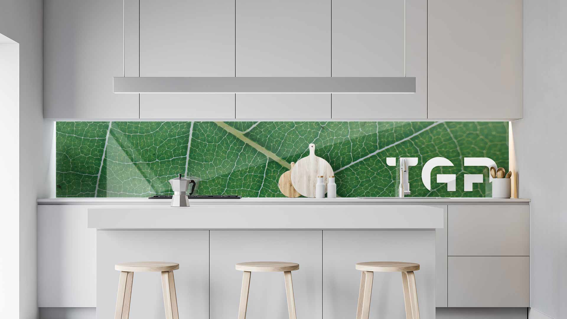 MCR010 kitchen printed glass countertop