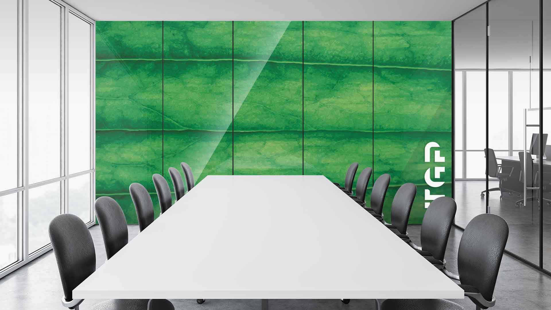 MCR011 Office printed glass wall cladding