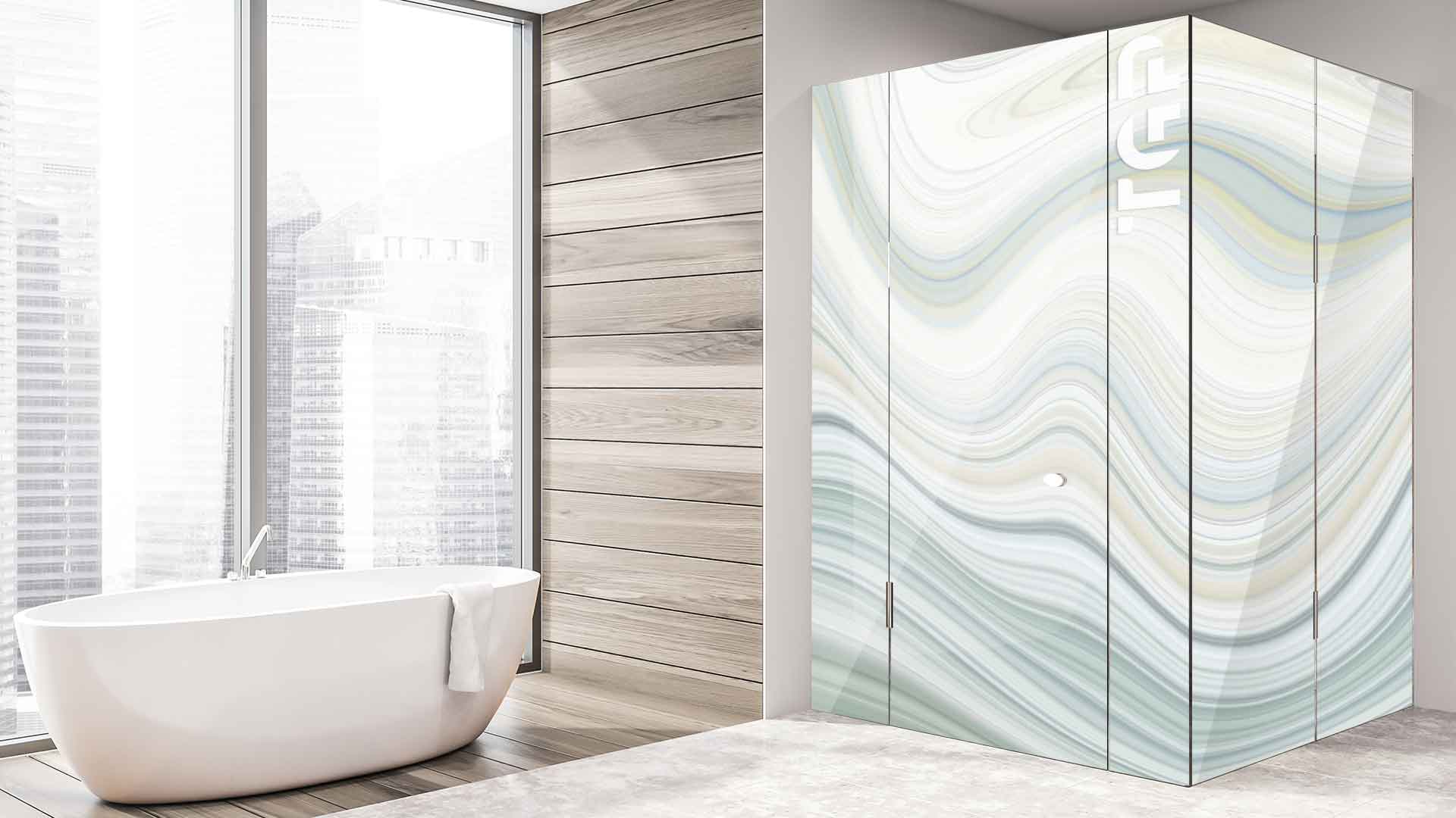 MRB002 printed glass shower enclosure