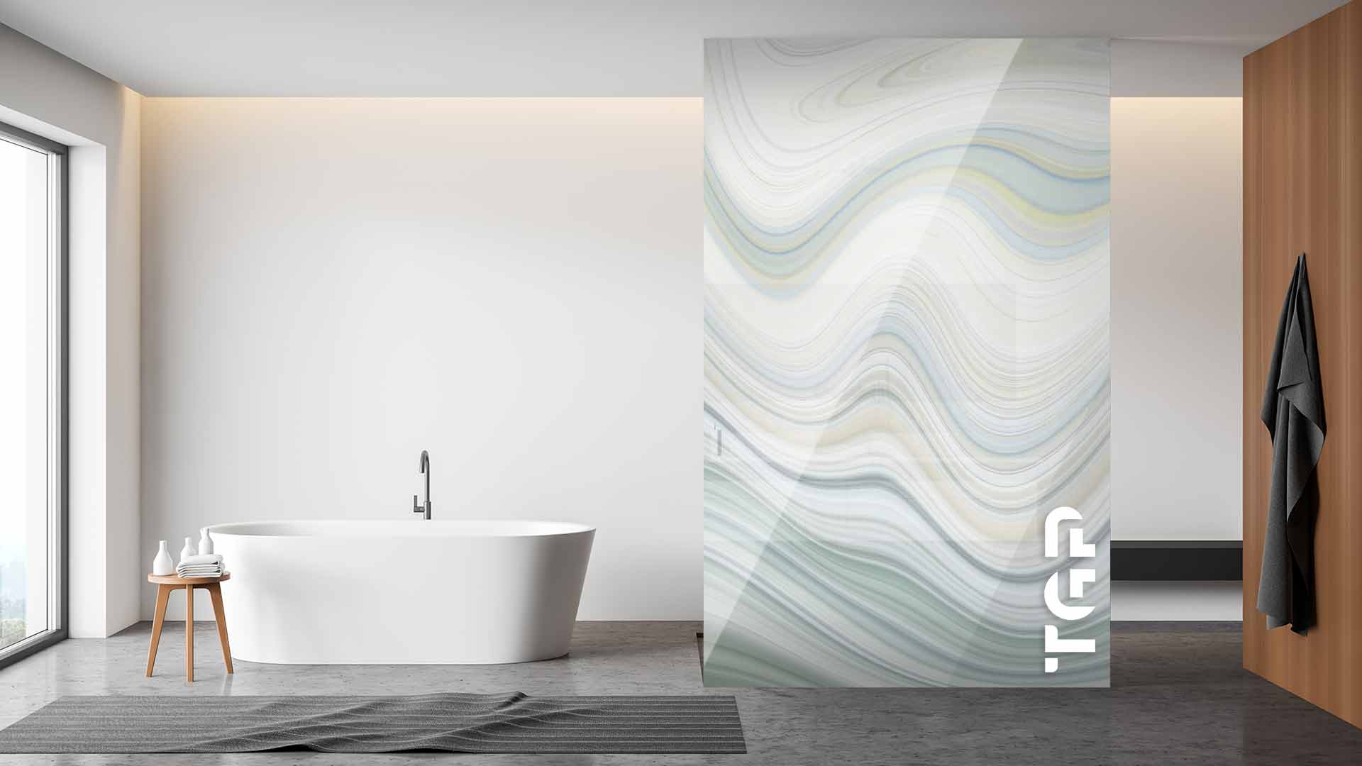 MRB002 Printed glass shower screen