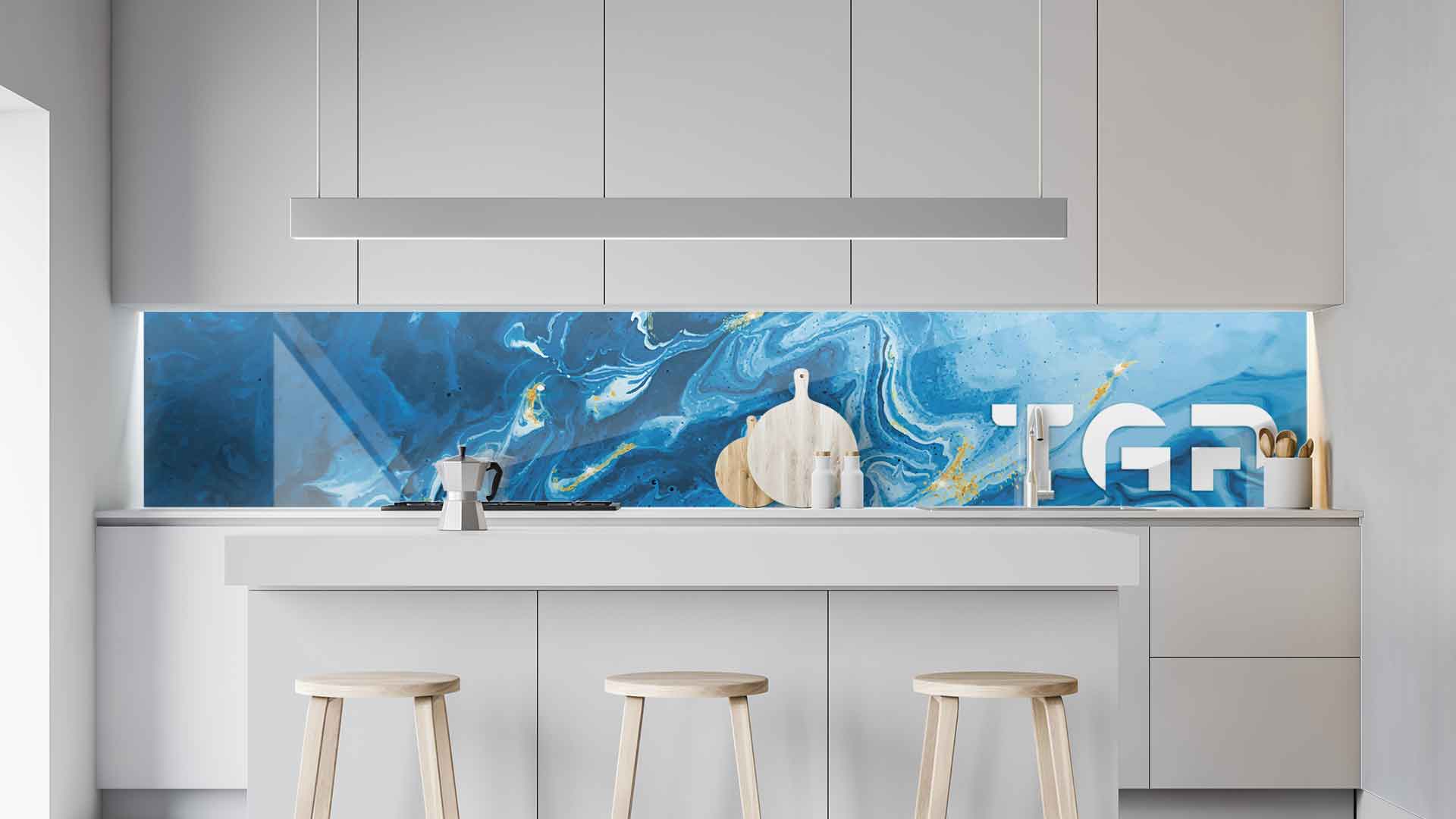 MRB005 kitchen printed glass countertop