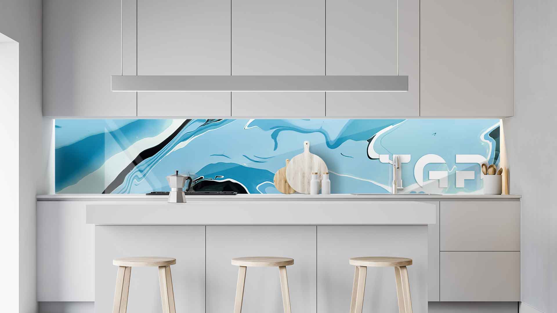 MRB006 kitchen printed glass countertop