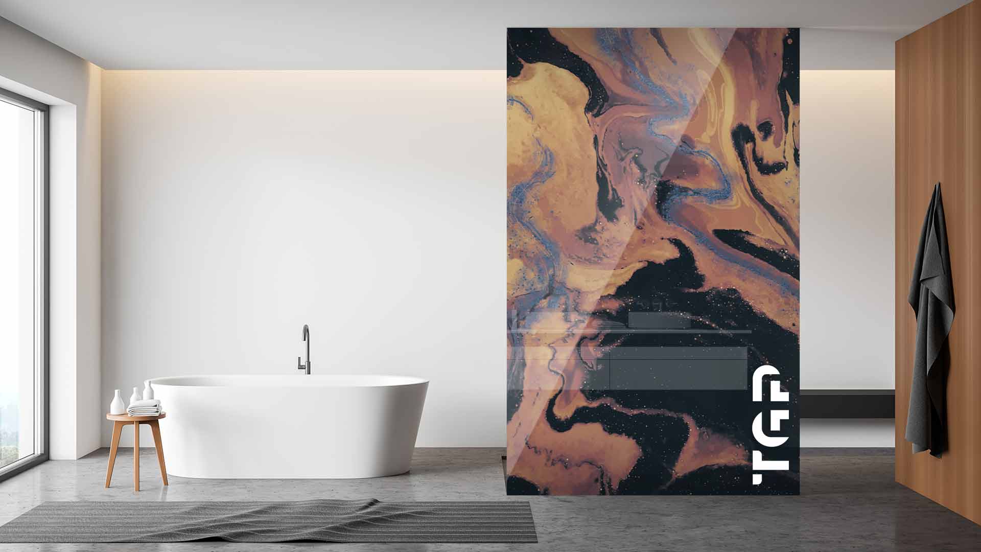 MRB007 Printed glass shower screen