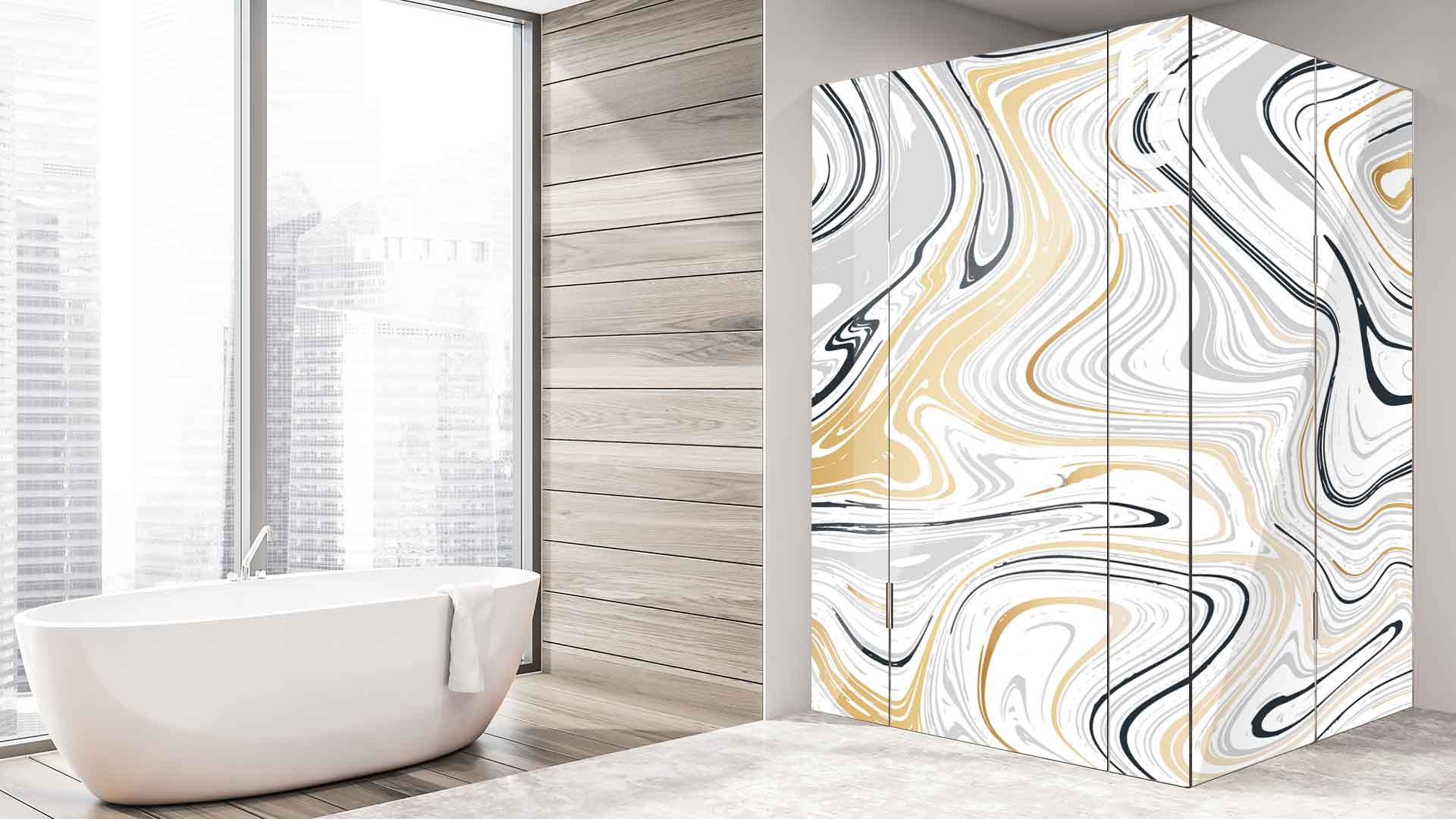MRB008 printed glass shower enclosure