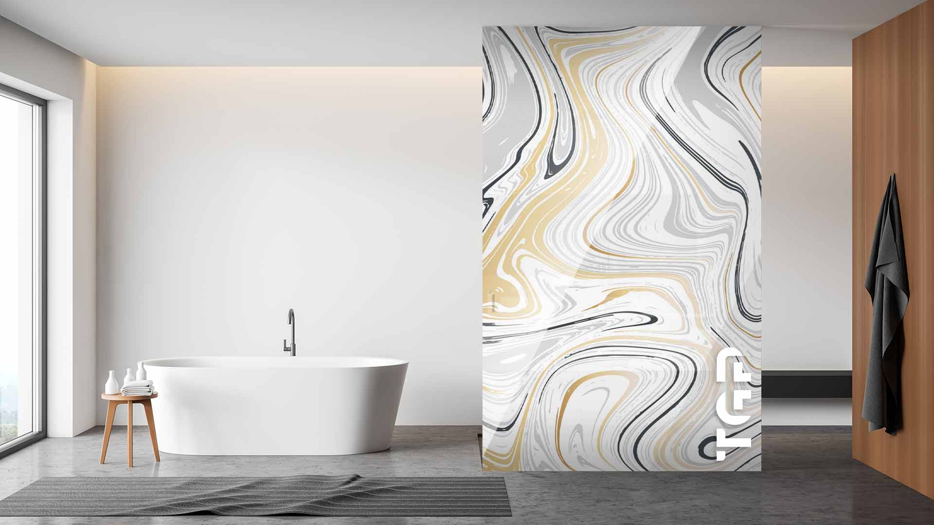 MRB008 Printed glass shower screen