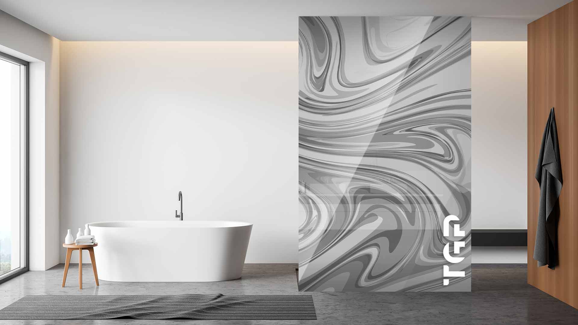MRB009 Printed glass shower screen