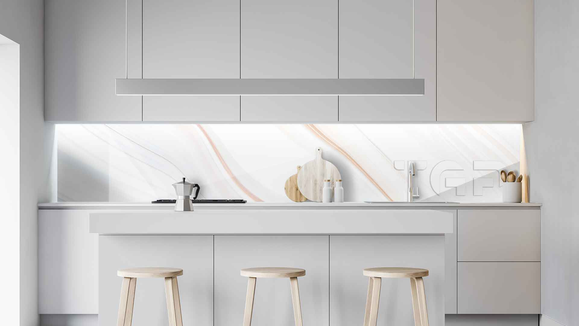 MRB012 kitchen printed glass countertop